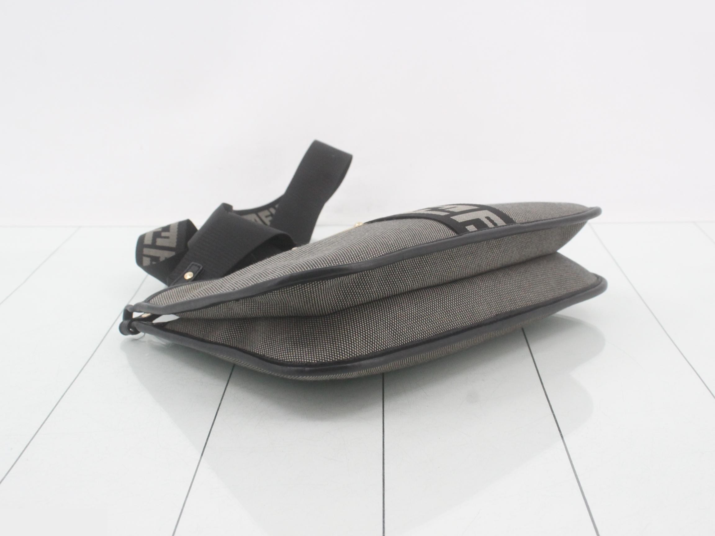 Zucca Shoulder Bag, Canvas/Leather, Gray — view 5