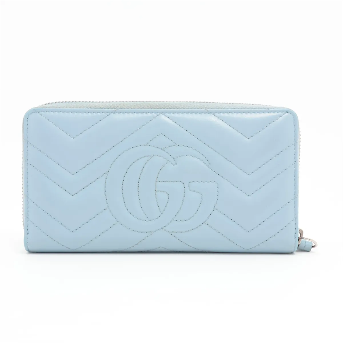 GG Marmont 443123 Leather Round Zip Wallet Blue — view 2