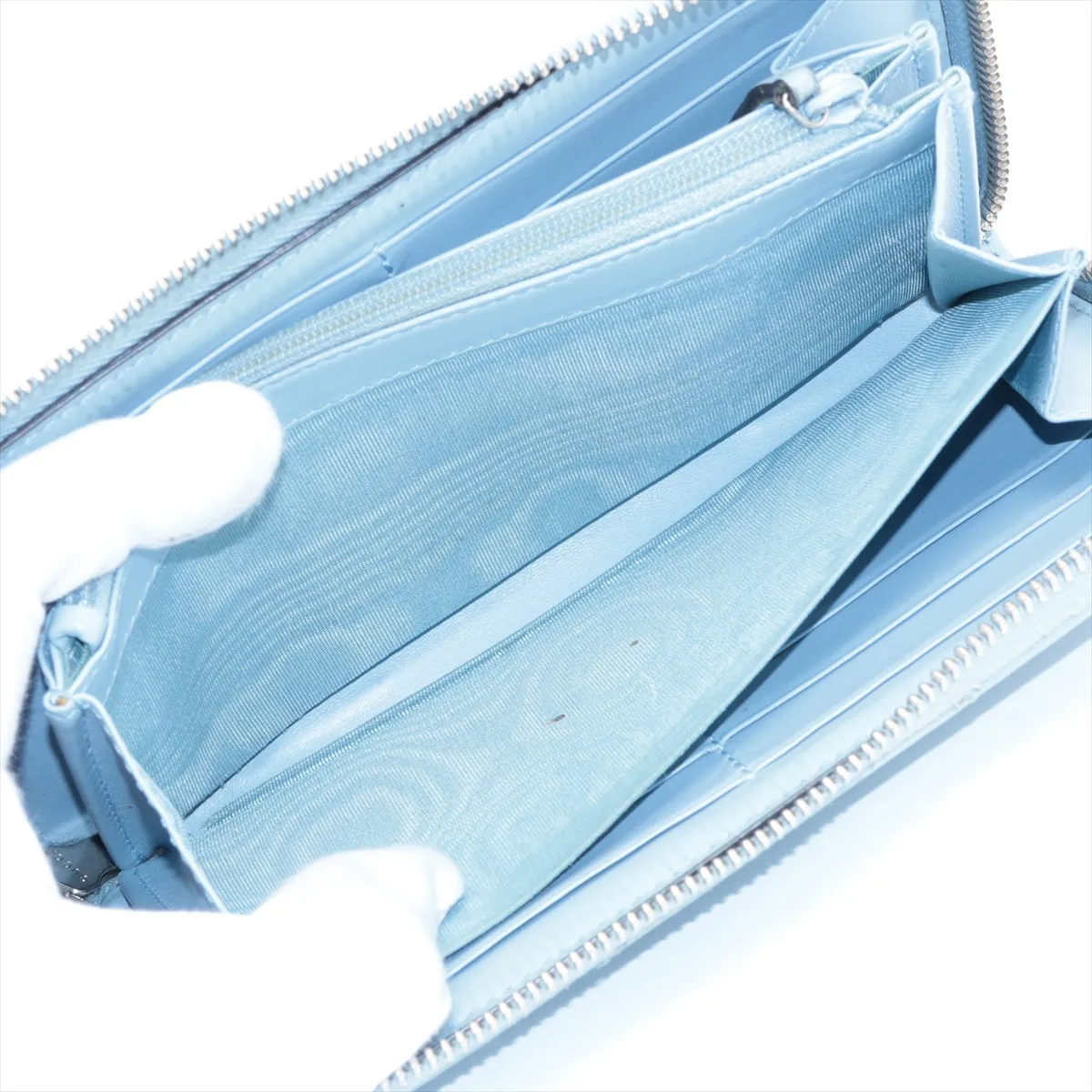 GG Marmont 443123 Leather Round Zip Wallet Blue — view 5