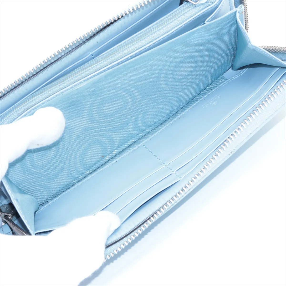 GG Marmont 443123 Leather Round Zip Wallet Blue — view 6