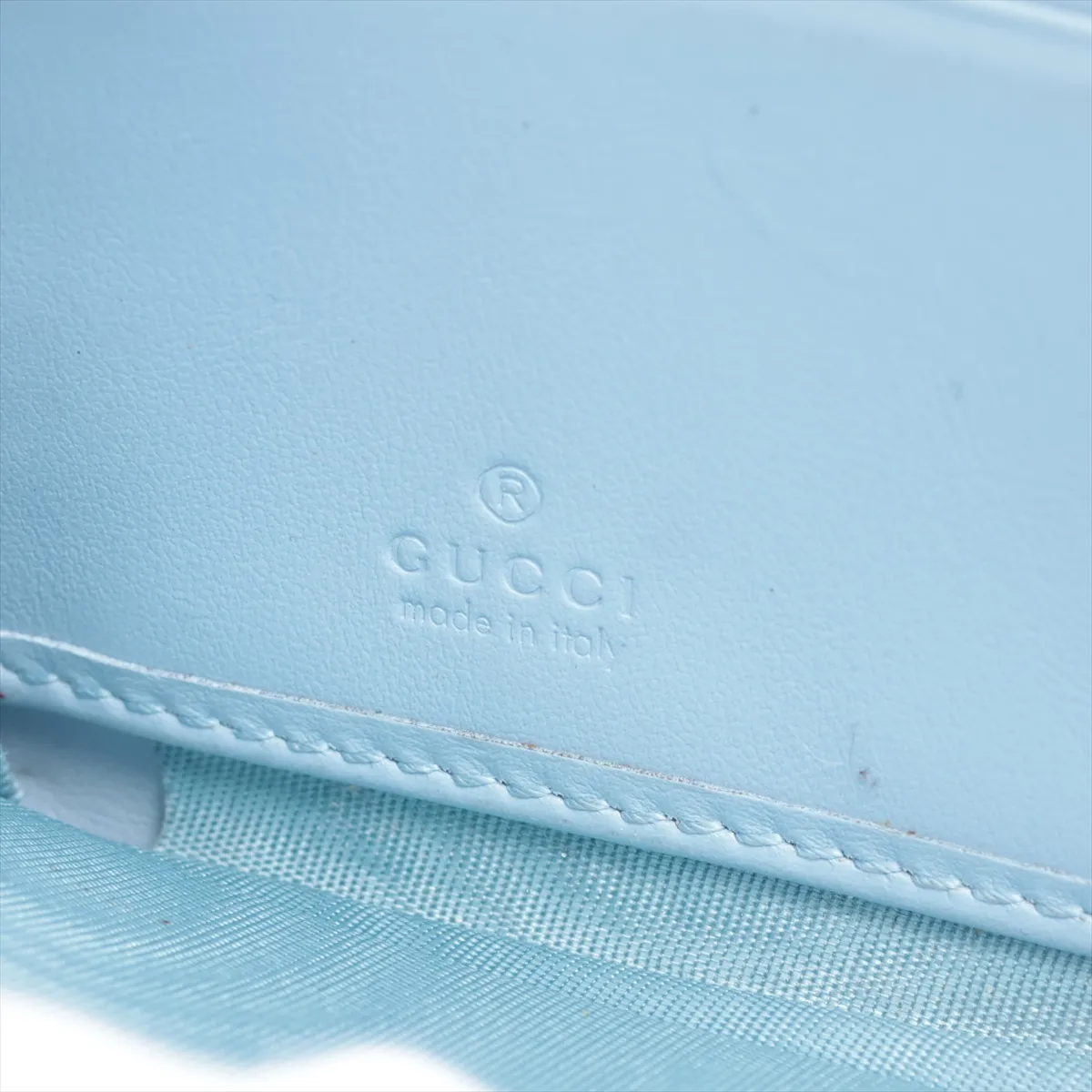 GG Marmont 443123 Leather Round Zip Wallet Blue — view 8
