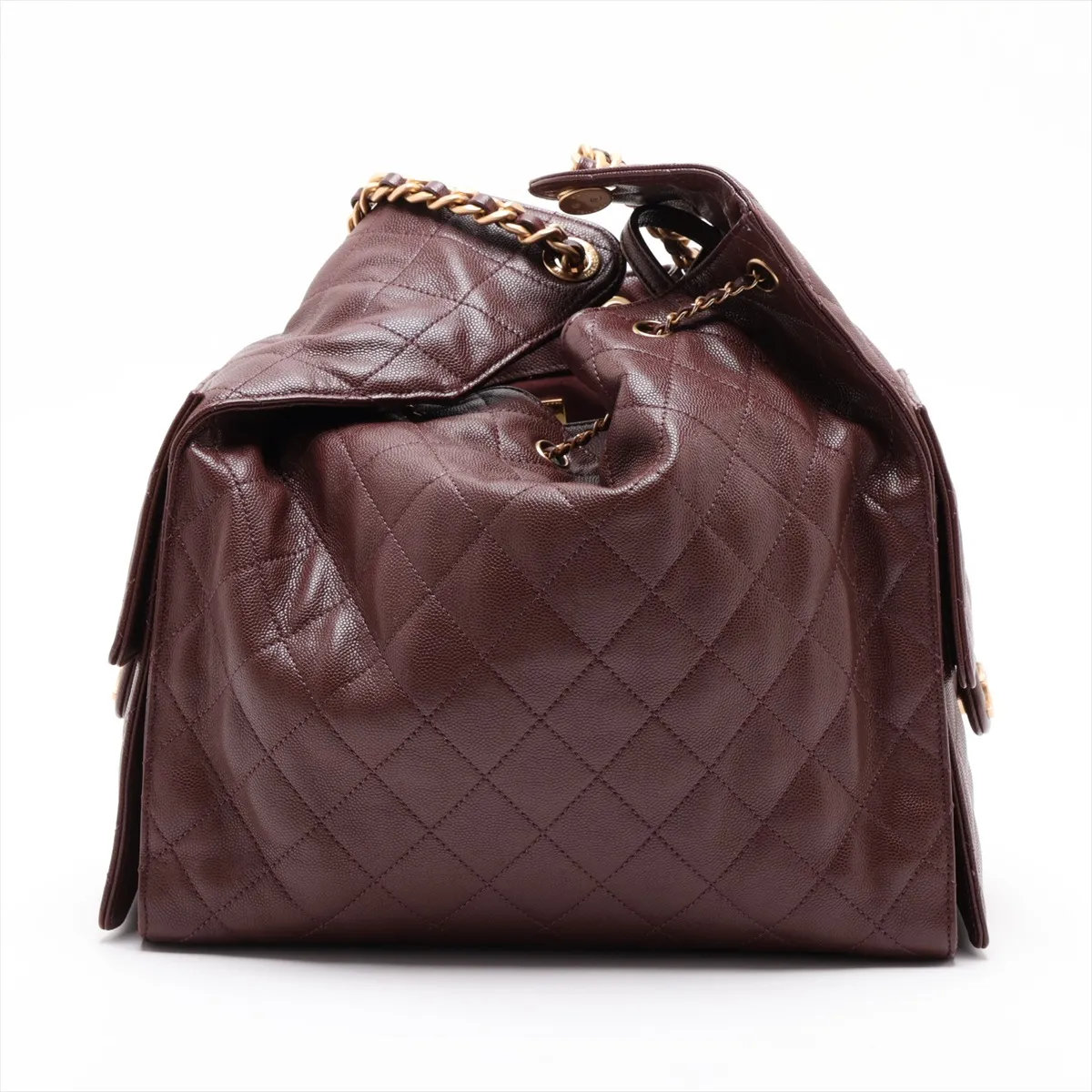 [Individually packaged] Chanel 25 Medium Caviar Skin Chain Shoulder Bag, Brown with Gold Hardware, T9J7TX0L, Random Plate, AS5311 — view 2