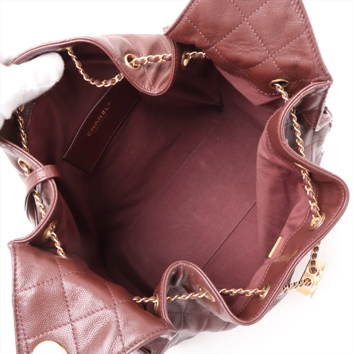 [Individually packaged] Chanel 25 Medium Caviar Skin Chain Shoulder Bag, Brown with Gold Hardware, T9J7TX0L, Random Plate, AS5311 — view 6