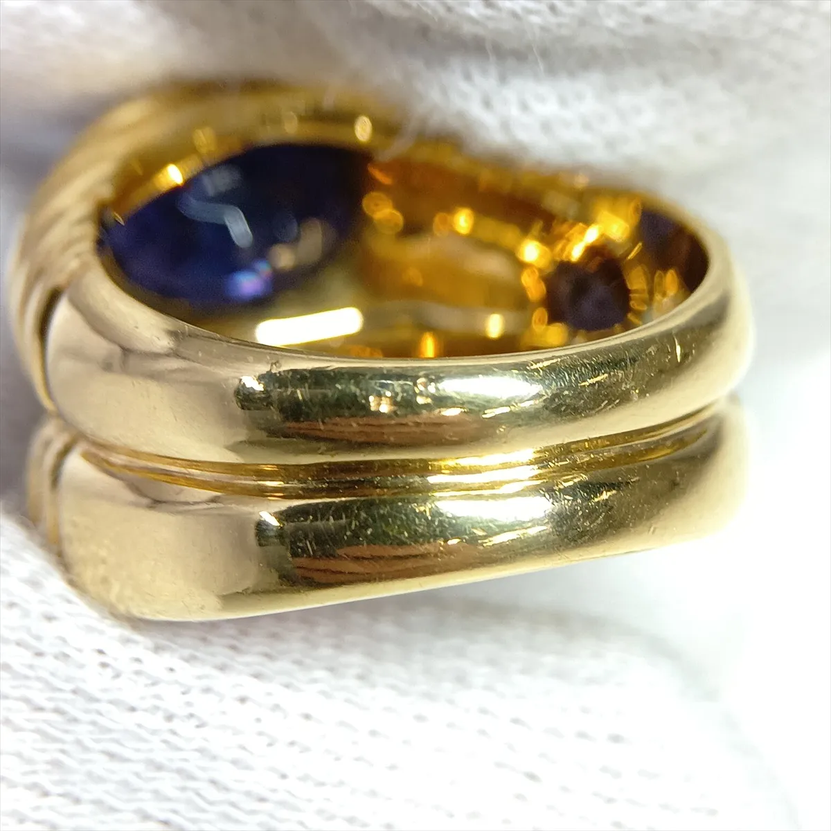 Doppio Baccherato Iolite Blue Topaz Ring, 750 (Yellow Gold), 13.0g. Stone has — view 7