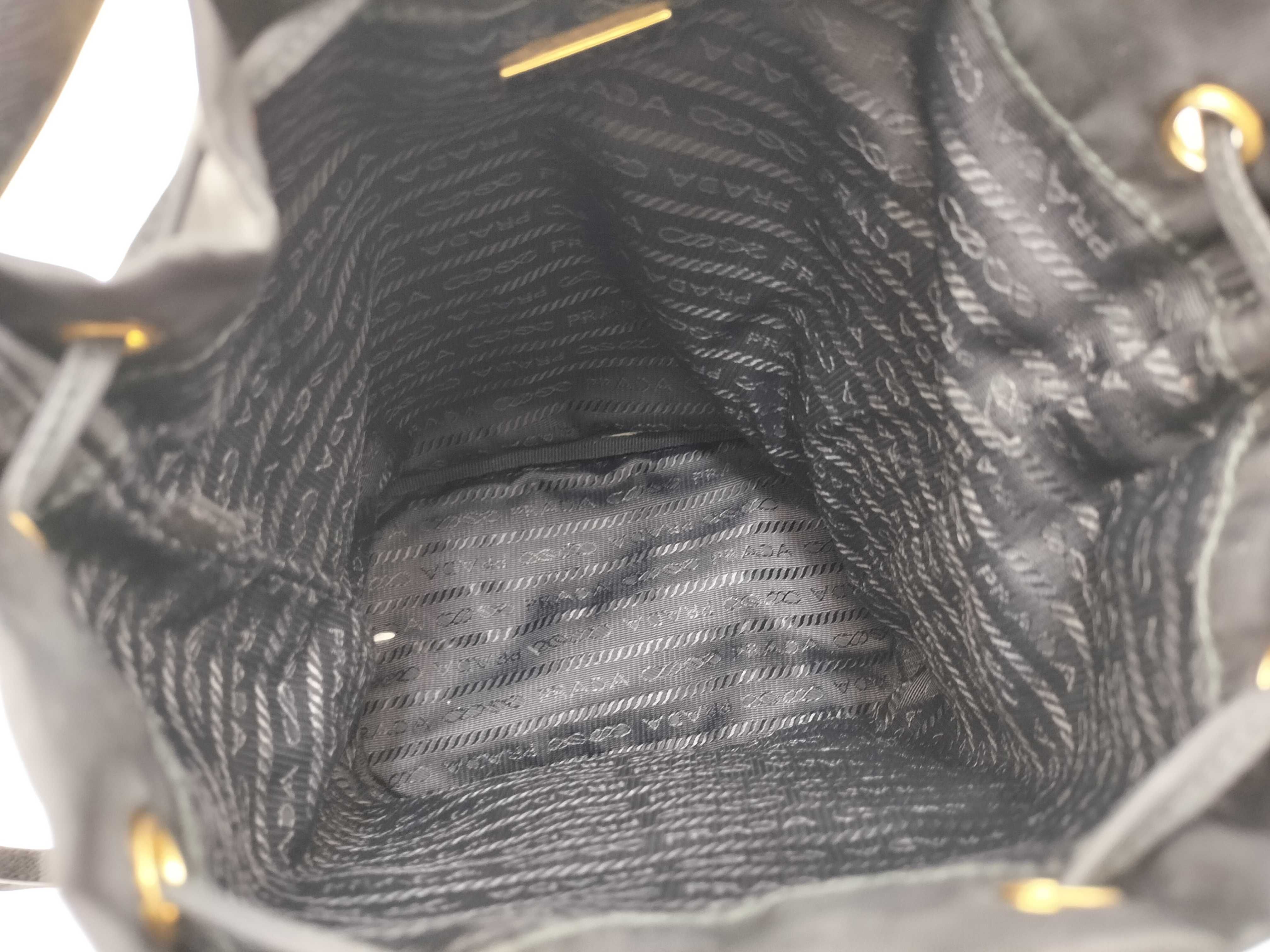 Nylon Prada Tessuto Nylon x Leather 2-Way Shoulder Bag Black Handbag — view 12