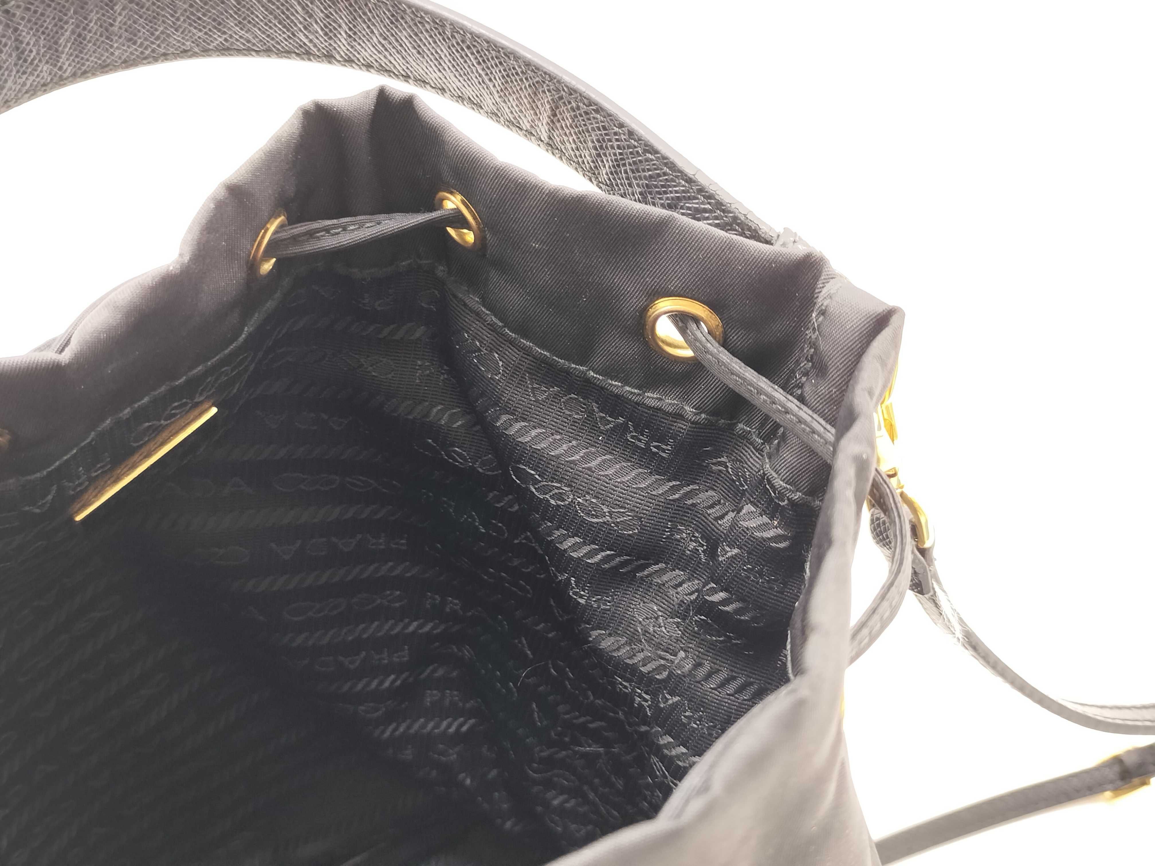 Nylon Prada Tessuto Nylon x Leather 2-Way Shoulder Bag Black Handbag — view 13