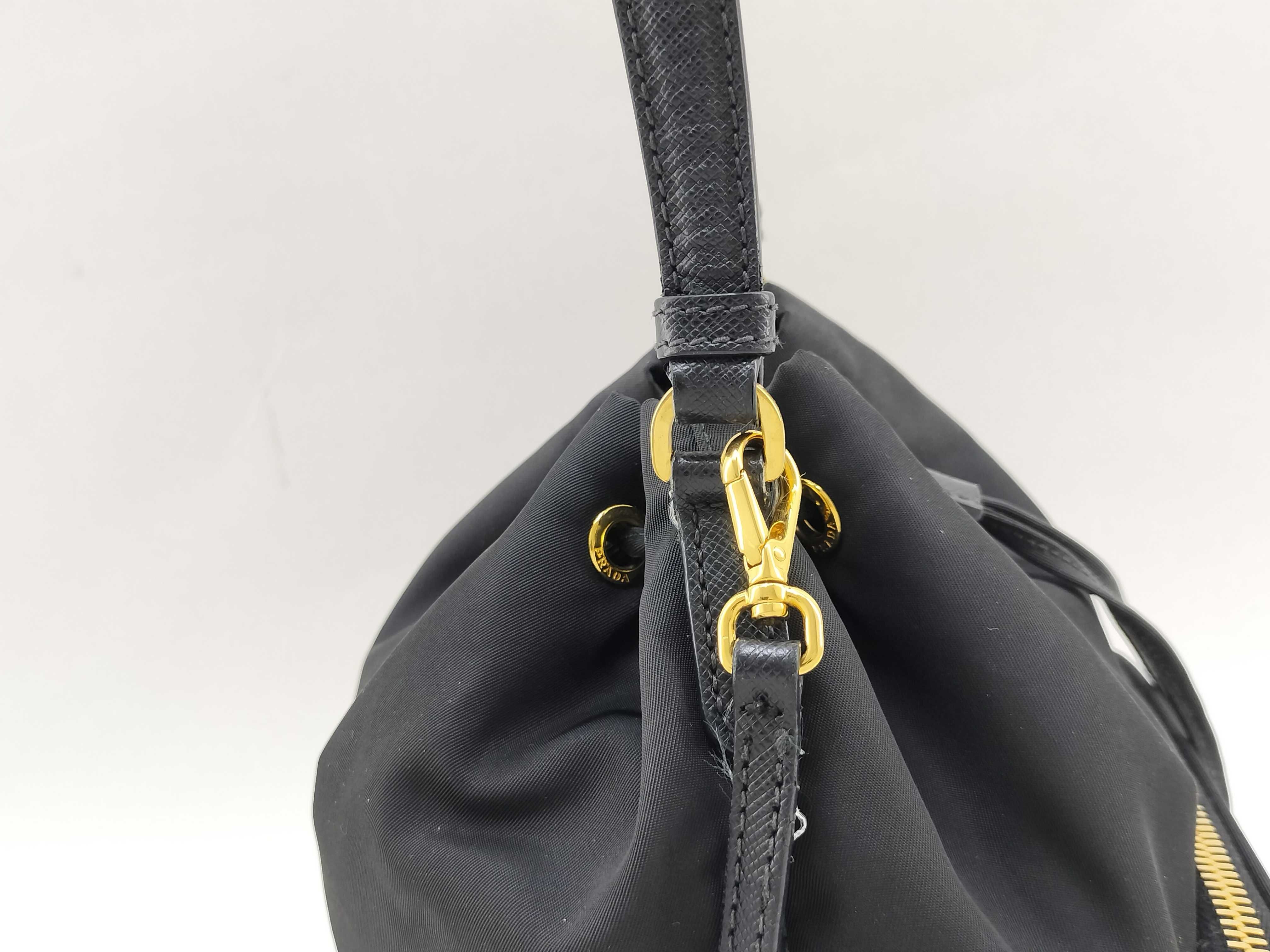 Nylon Prada Tessuto Nylon x Leather 2-Way Shoulder Bag Black Handbag — view 3