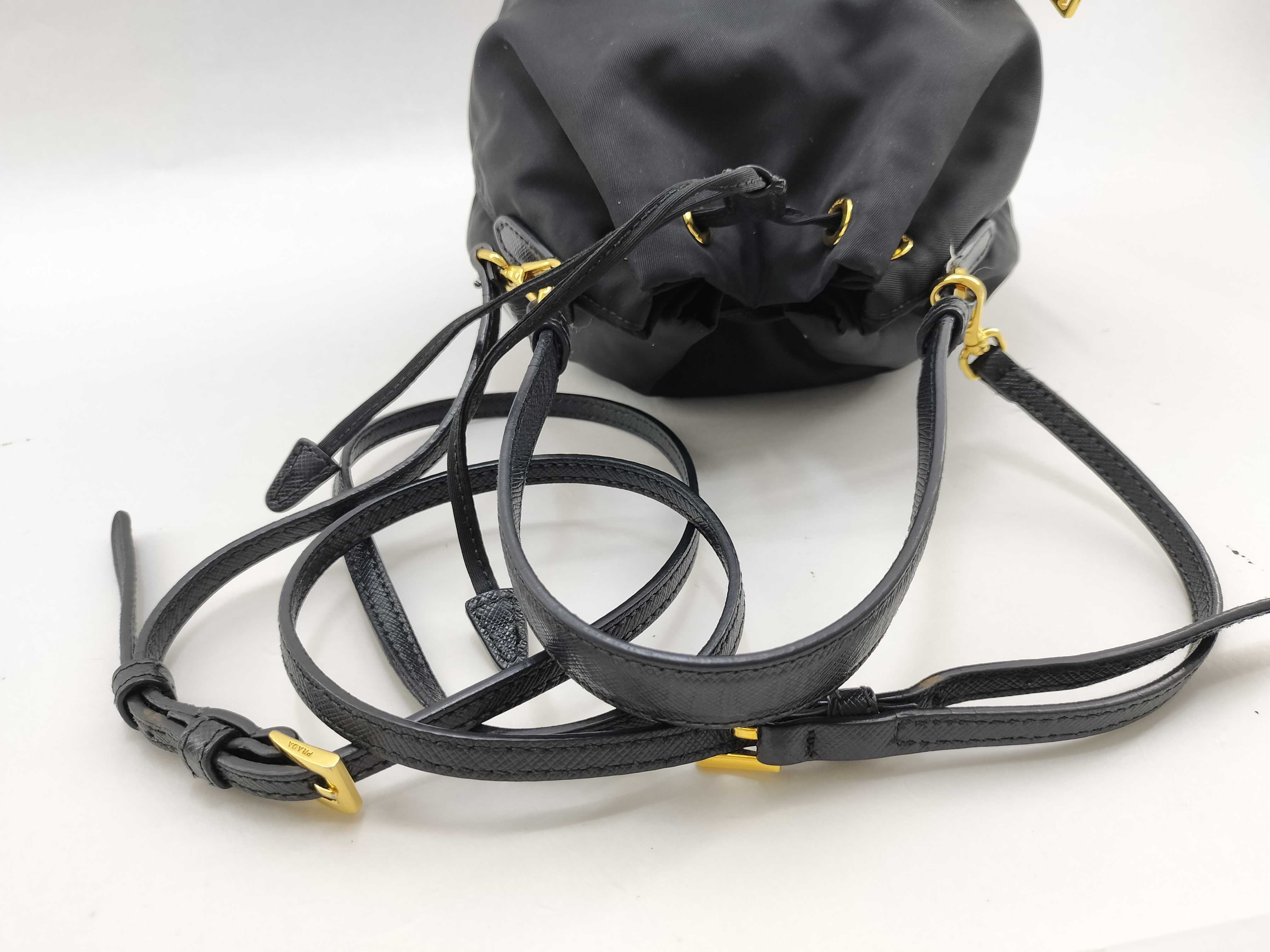 Nylon Prada Tessuto Nylon x Leather 2-Way Shoulder Bag Black Handbag — view 9