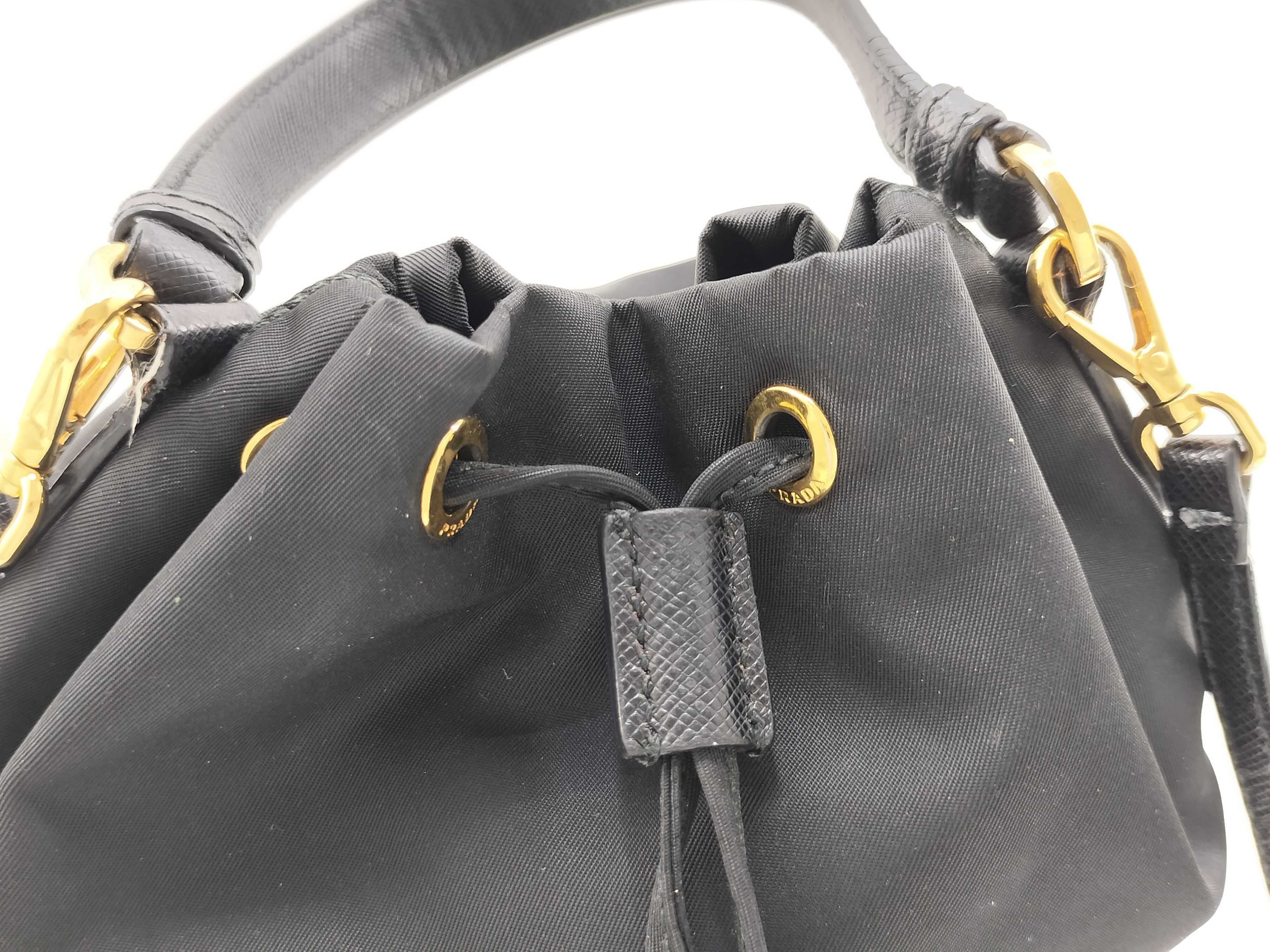 Nylon Prada Tessuto Nylon x Leather 2-Way Shoulder Bag Black Handbag — view 10
