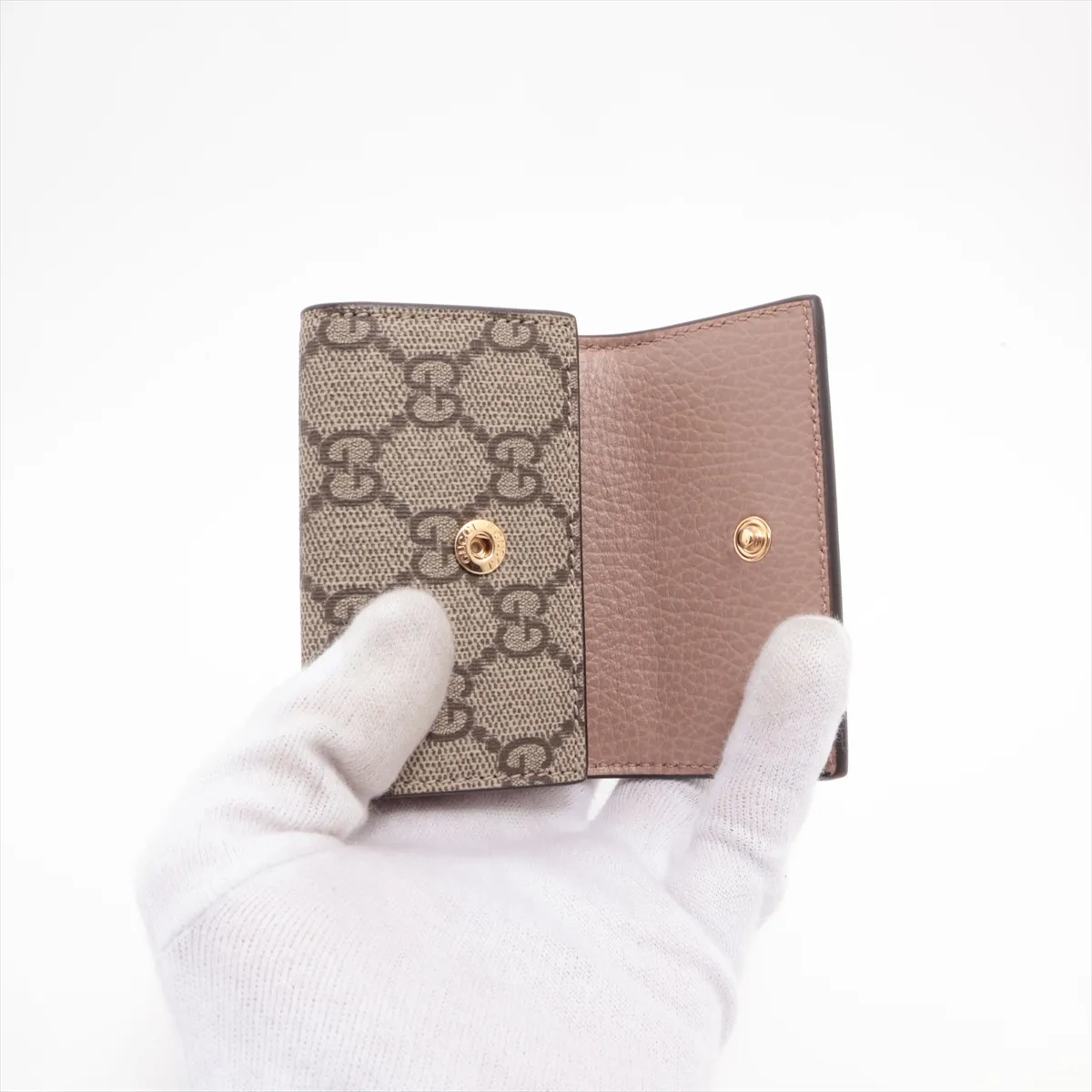 GG Marmont 456118 PVC x Leather Key Case Beige x Pink — view 3