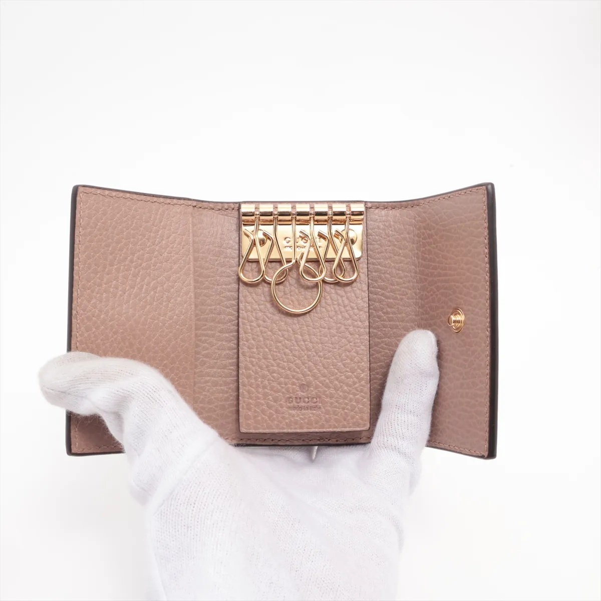 GG Marmont 456118 PVC x Leather Key Case Beige x Pink — view 4