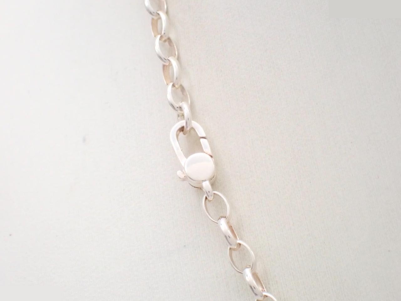 Silver necklace, 925 sterling silver, 13.6g, chain approximately 54cm. — view 2