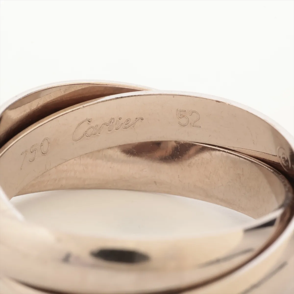 Trinity Ring 750(WG) 8.6g 52 O2644T Indentation Waxed Hallmark Some double striking — view 3