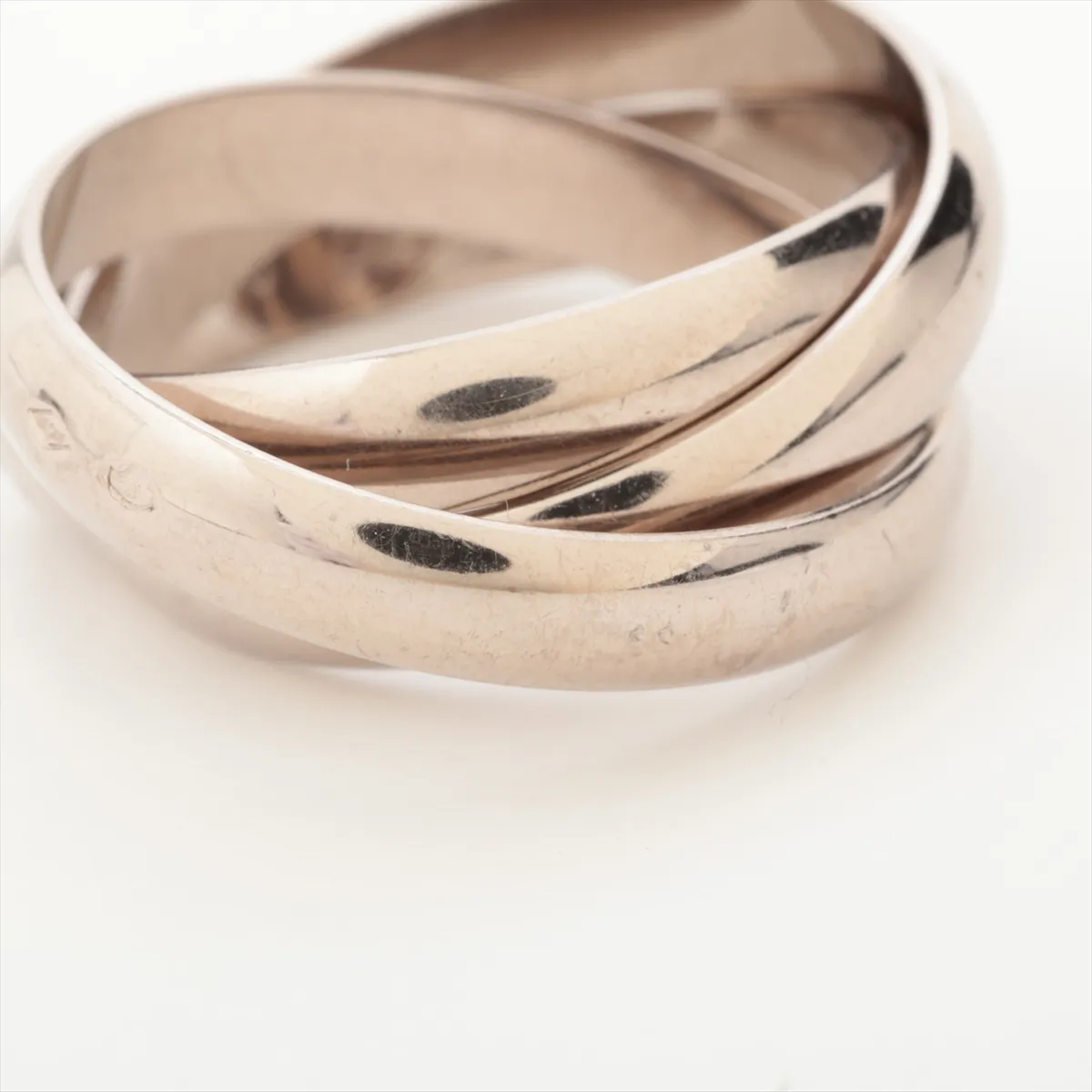 Trinity Ring 750(WG) 8.6g 52 O2644T Indentation Waxed Hallmark Some double striking — view 7