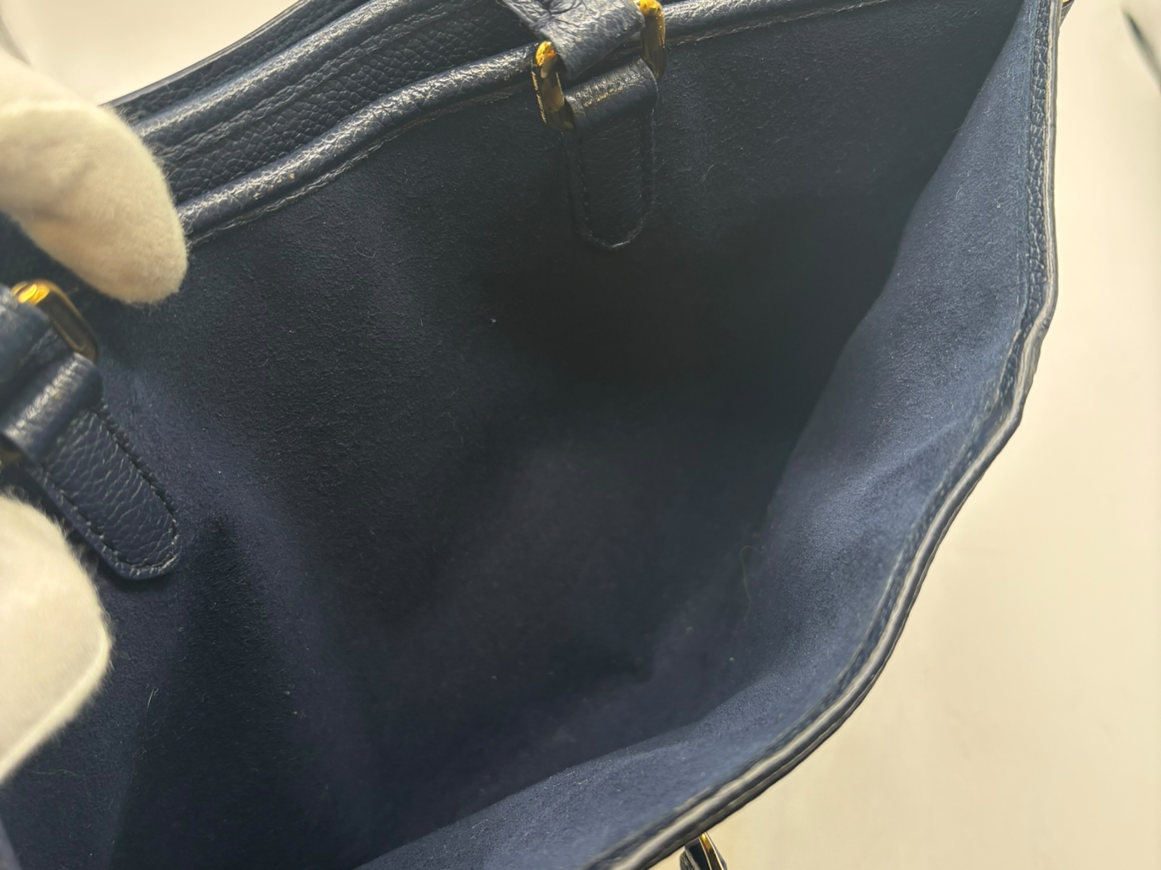 Monogram Popincourt MM Leather Handbag (Navy) — view 12