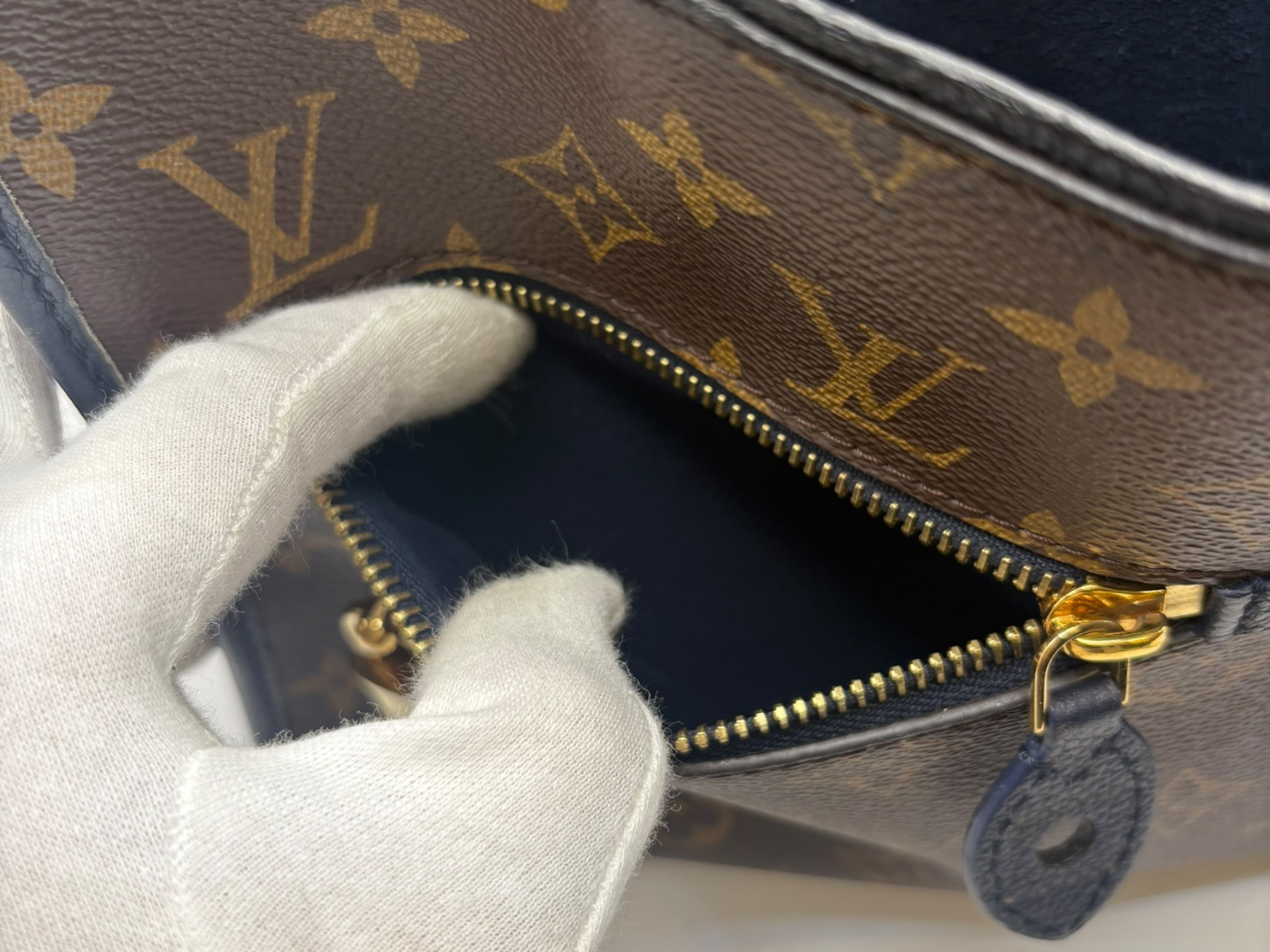 Monogram Popincourt MM Leather Handbag (Navy) — view 13