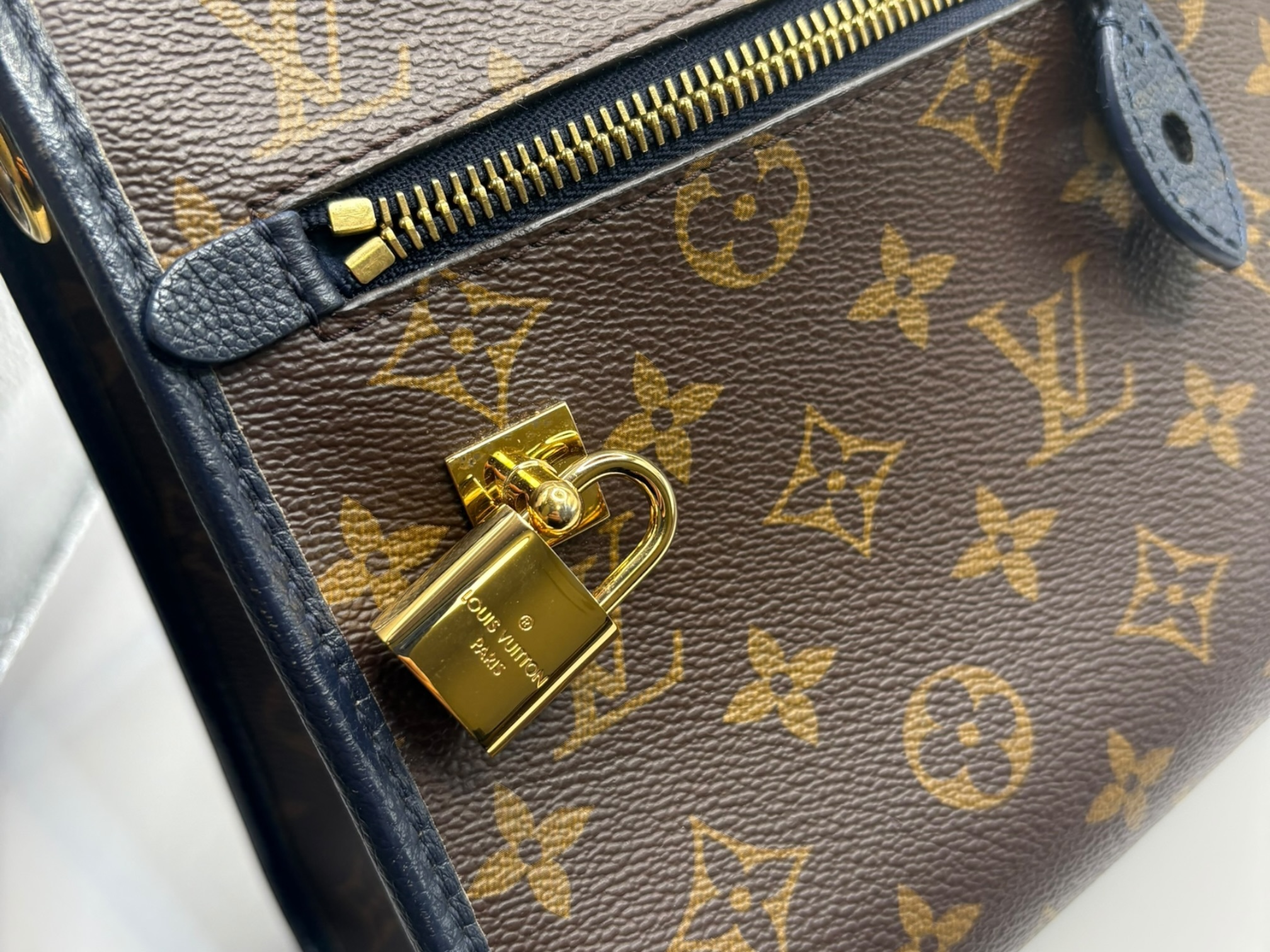 Monogram Popincourt MM Leather Handbag (Navy) — view 14