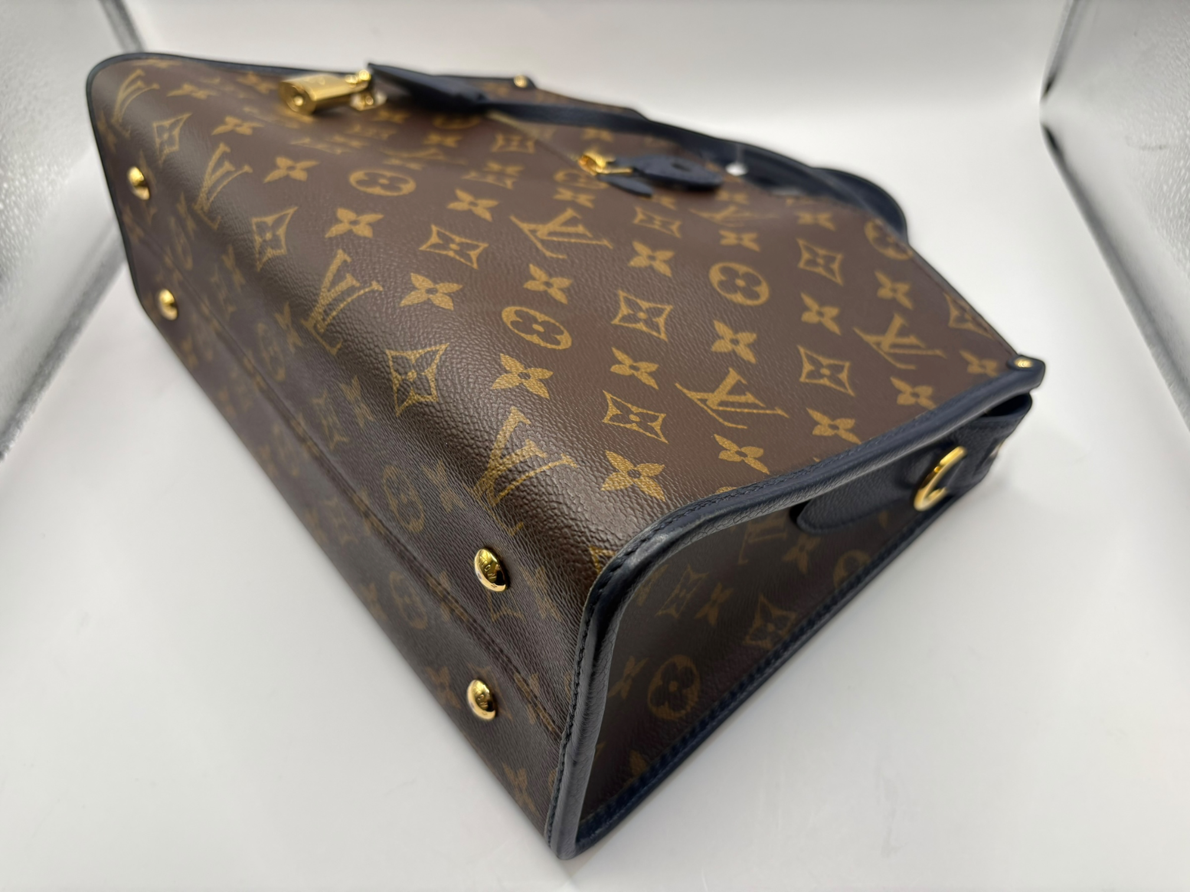 Monogram Popincourt MM Leather Handbag (Navy) — view 5