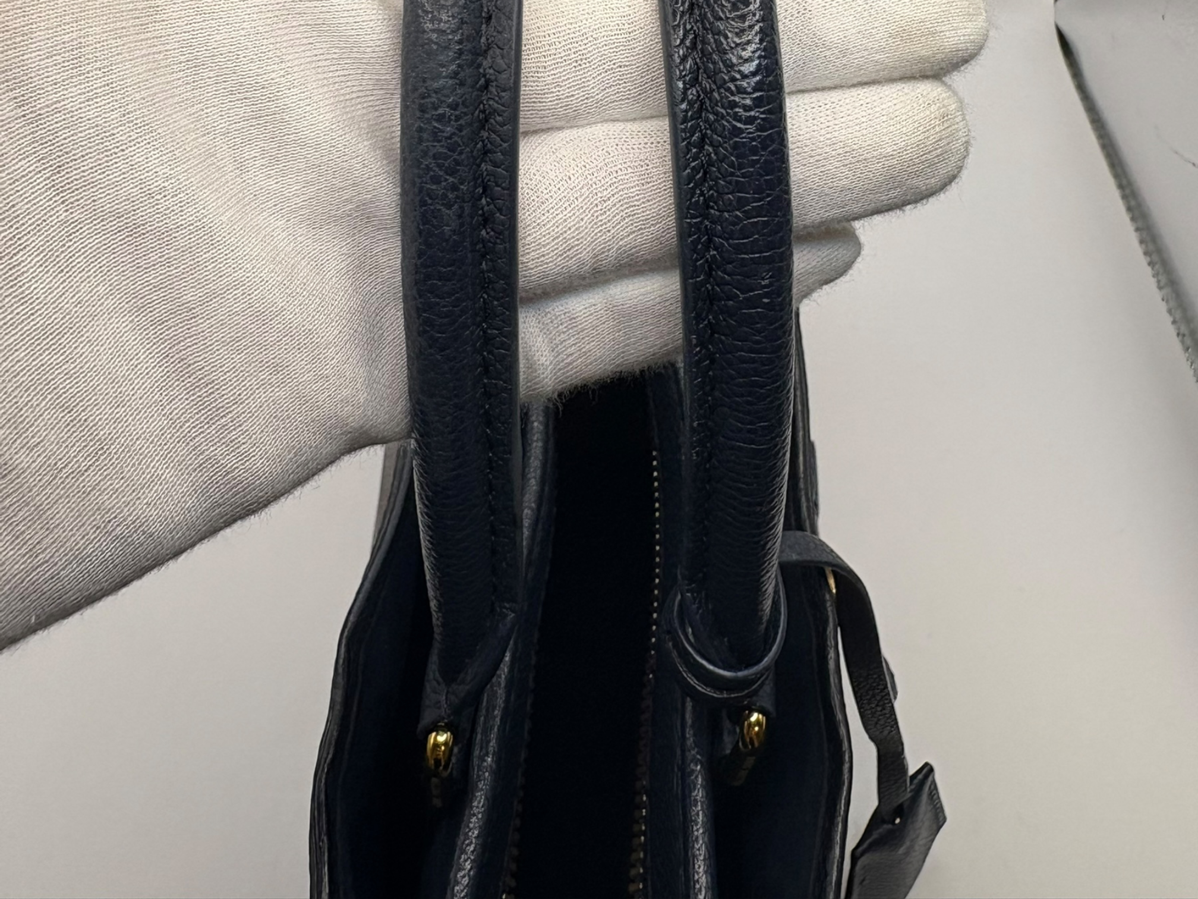 Monogram Popincourt MM Leather Handbag (Navy) — view 6