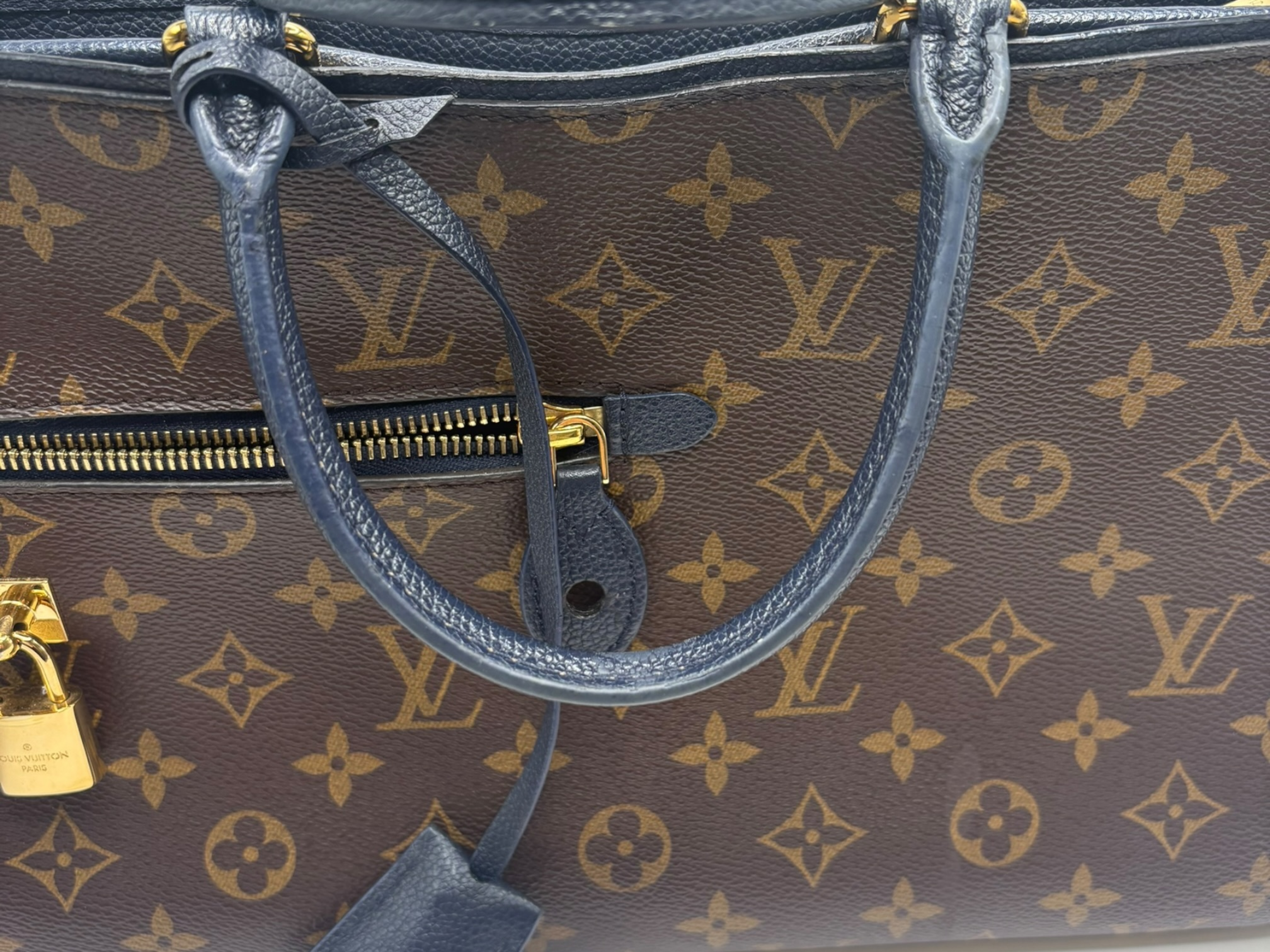 Monogram Popincourt MM Leather Handbag (Navy) — view 9