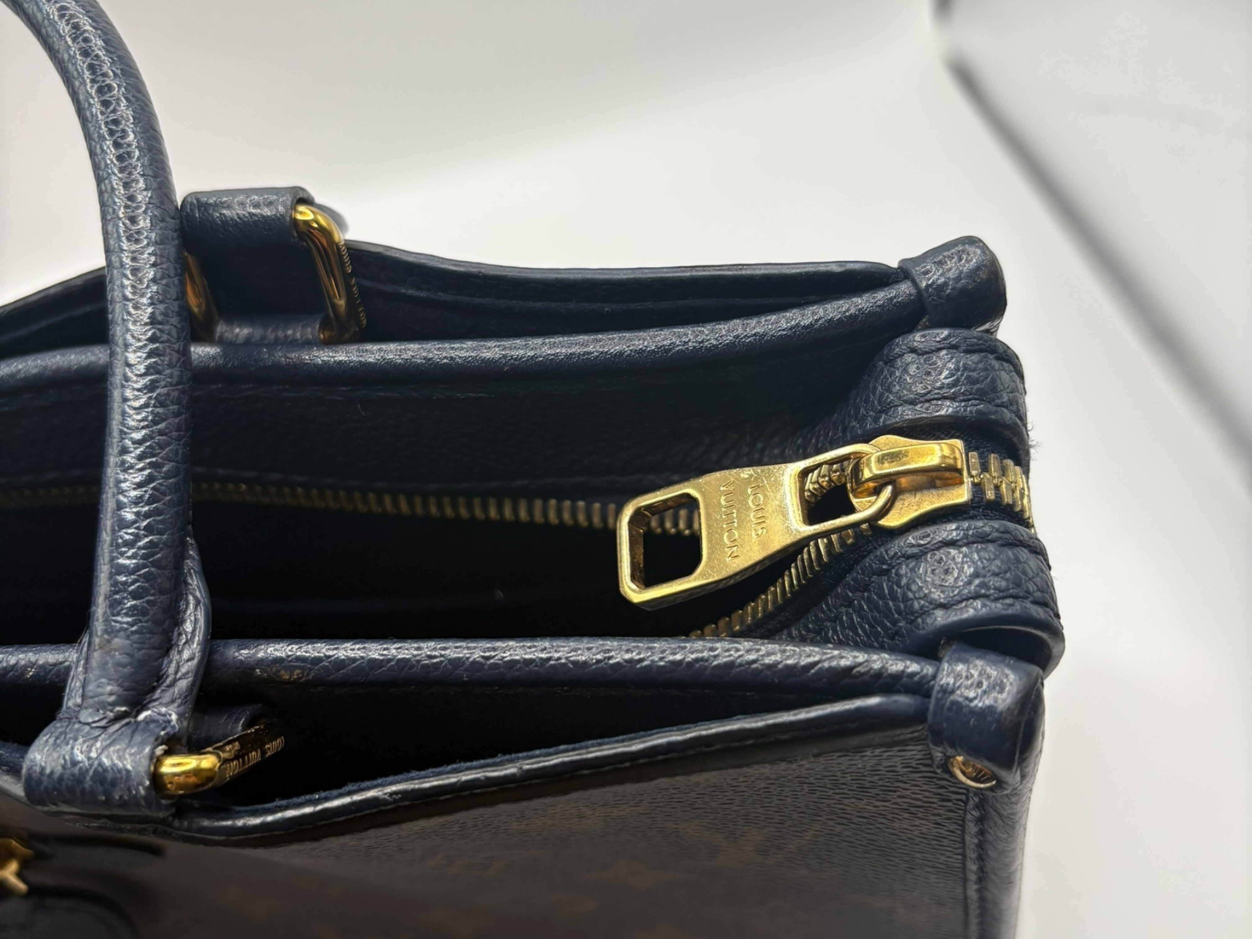 Monogram Popincourt MM Leather Handbag (Navy) — view 10