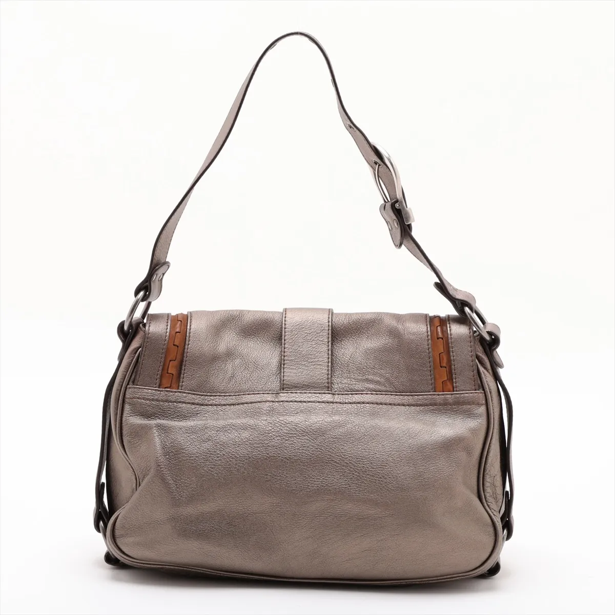 Gaucho Leather Shoulder Bag, Gold — view 2