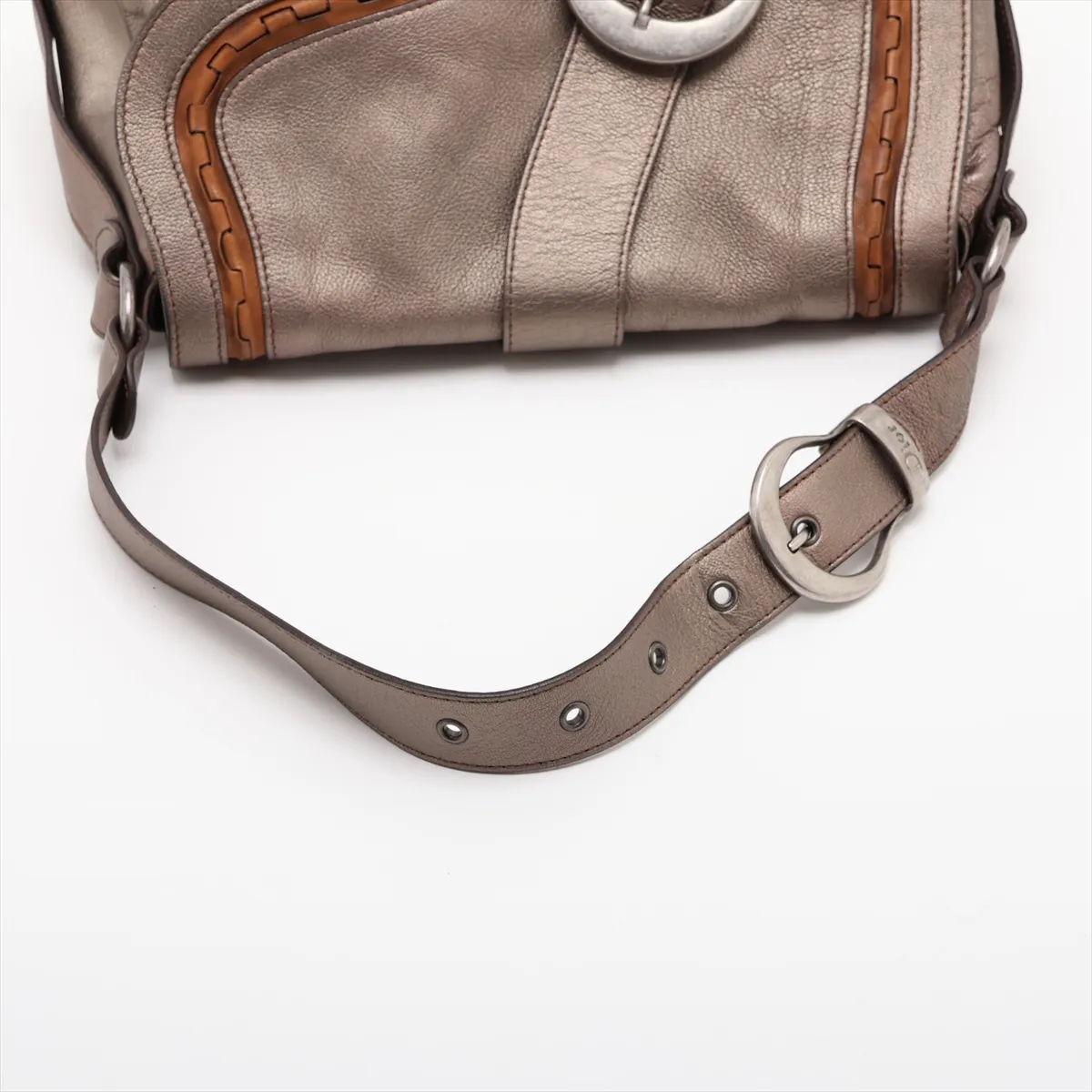 Gaucho Leather Shoulder Bag, Gold — view 5