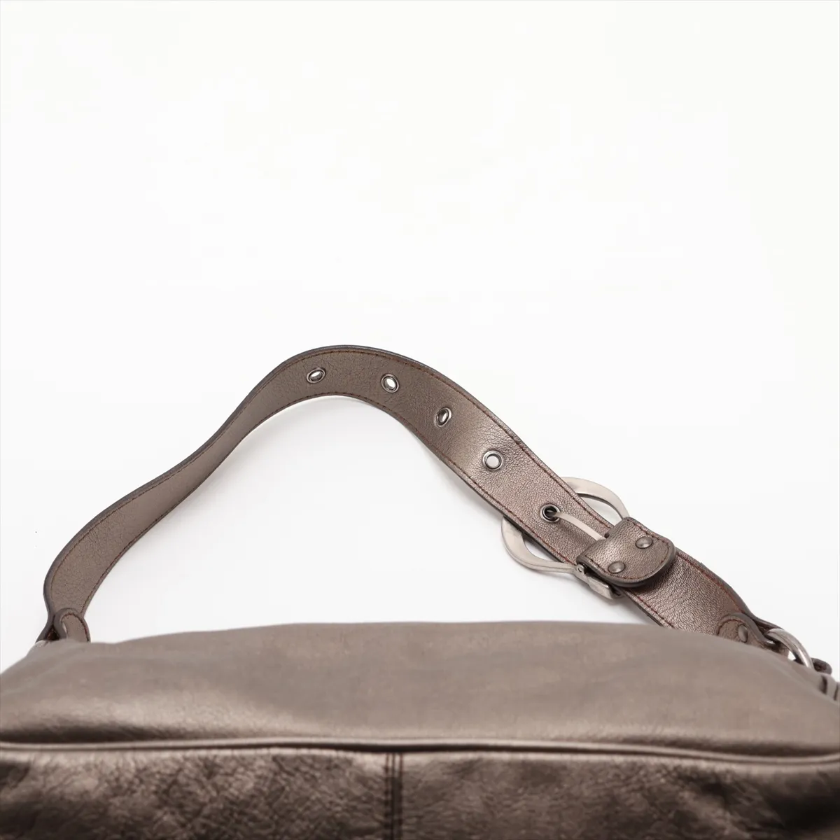 Gaucho Leather Shoulder Bag, Gold — view 6
