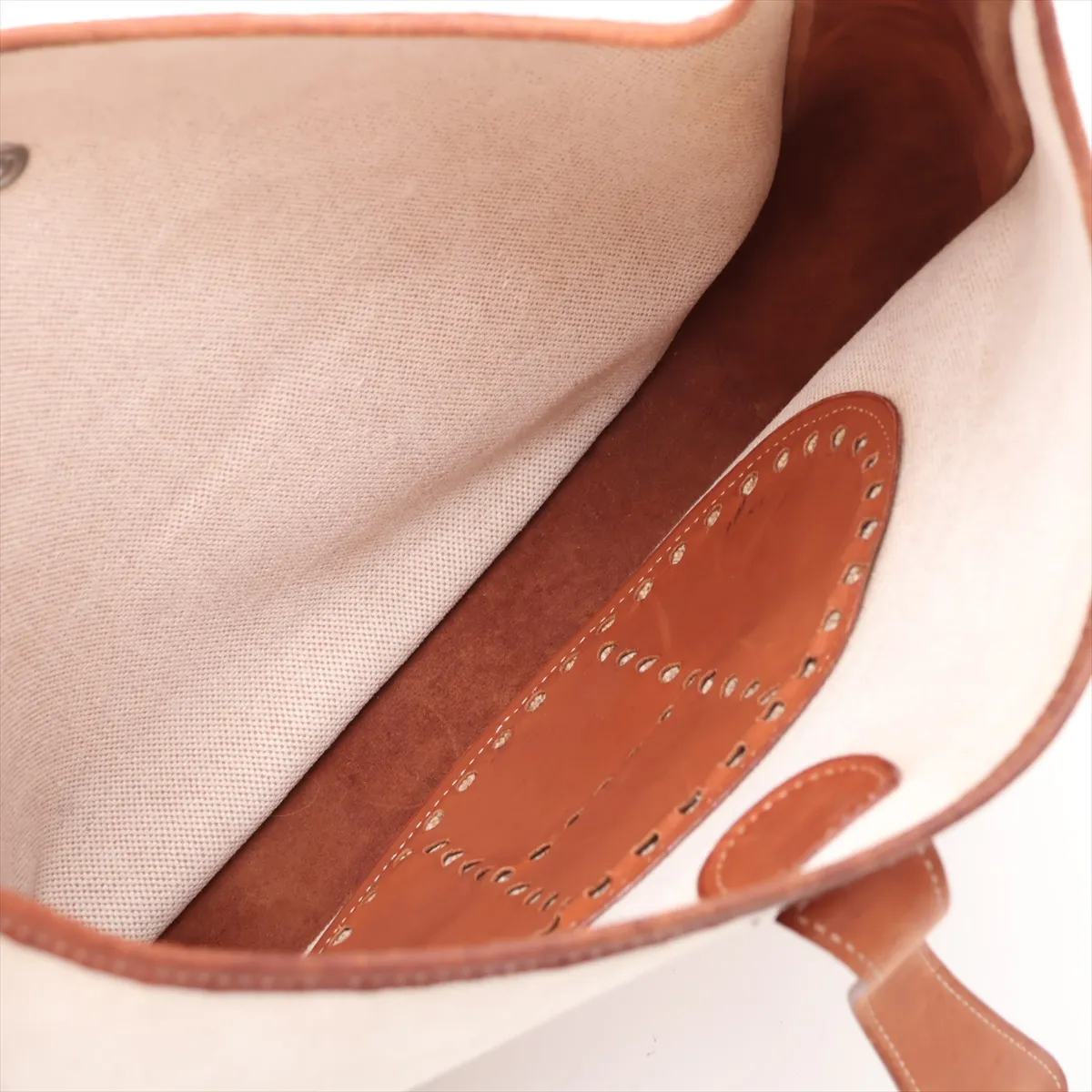 Evelyne 1 33 GM Toile H x Leather Beige x Brown Silver Hardware E:2001 — view 6