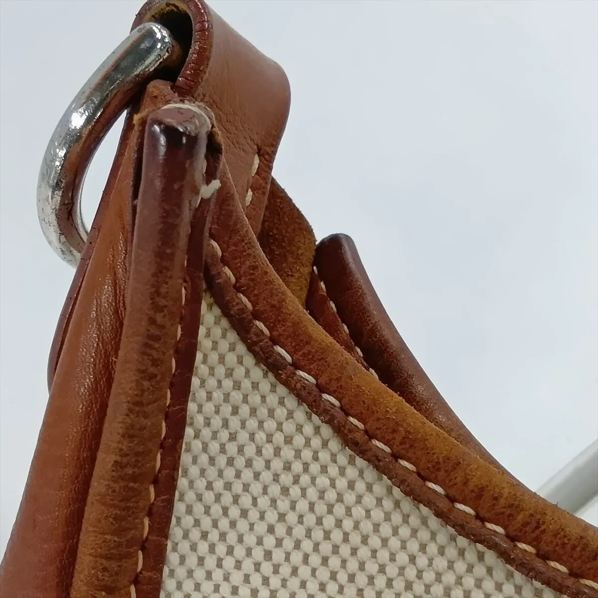 Evelyne 1 33 GM Toile H x Leather Beige x Brown Silver Hardware E:2001 — view 8