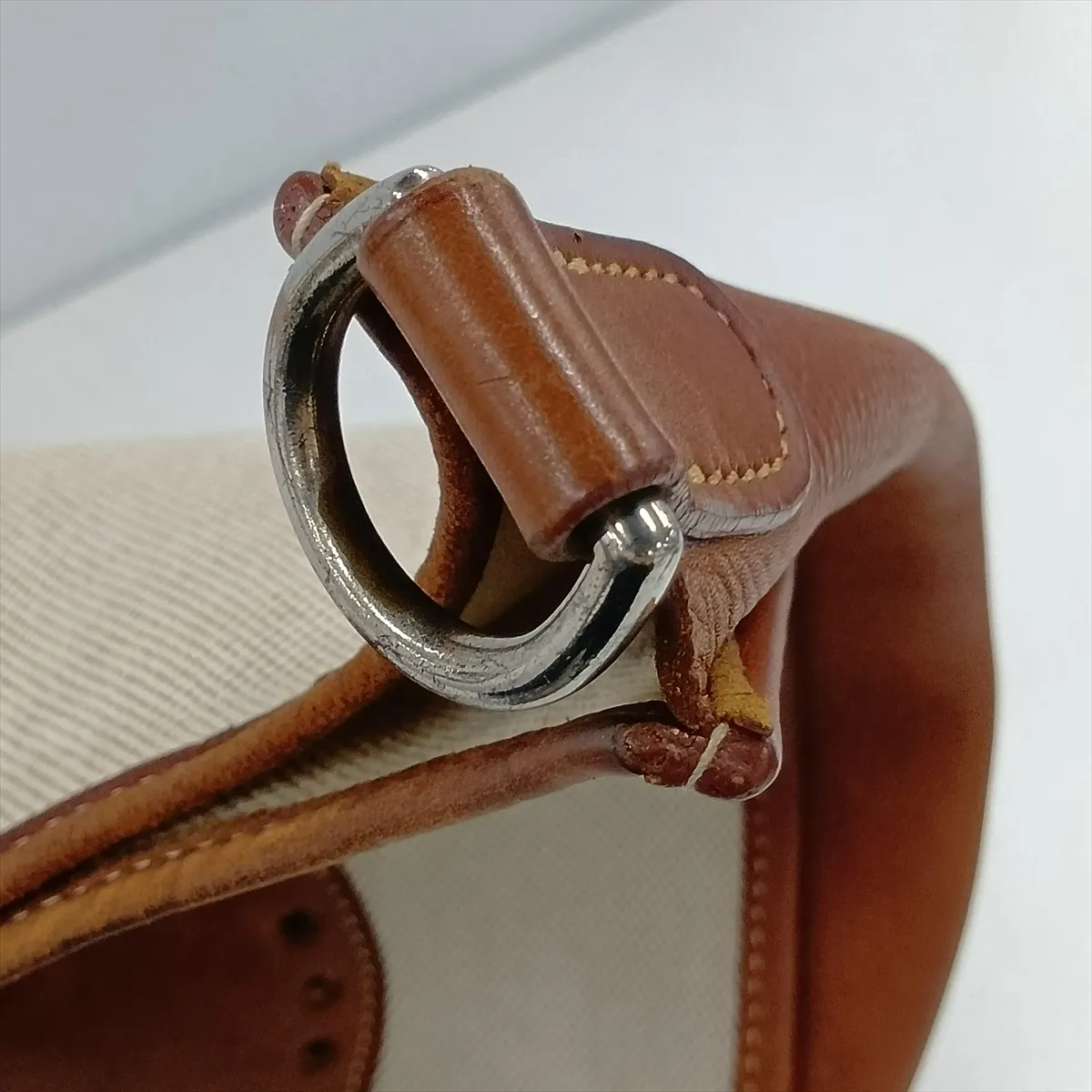 Evelyne 1 33 GM Toile H x Leather Beige x Brown Silver Hardware E:2001 — view 10