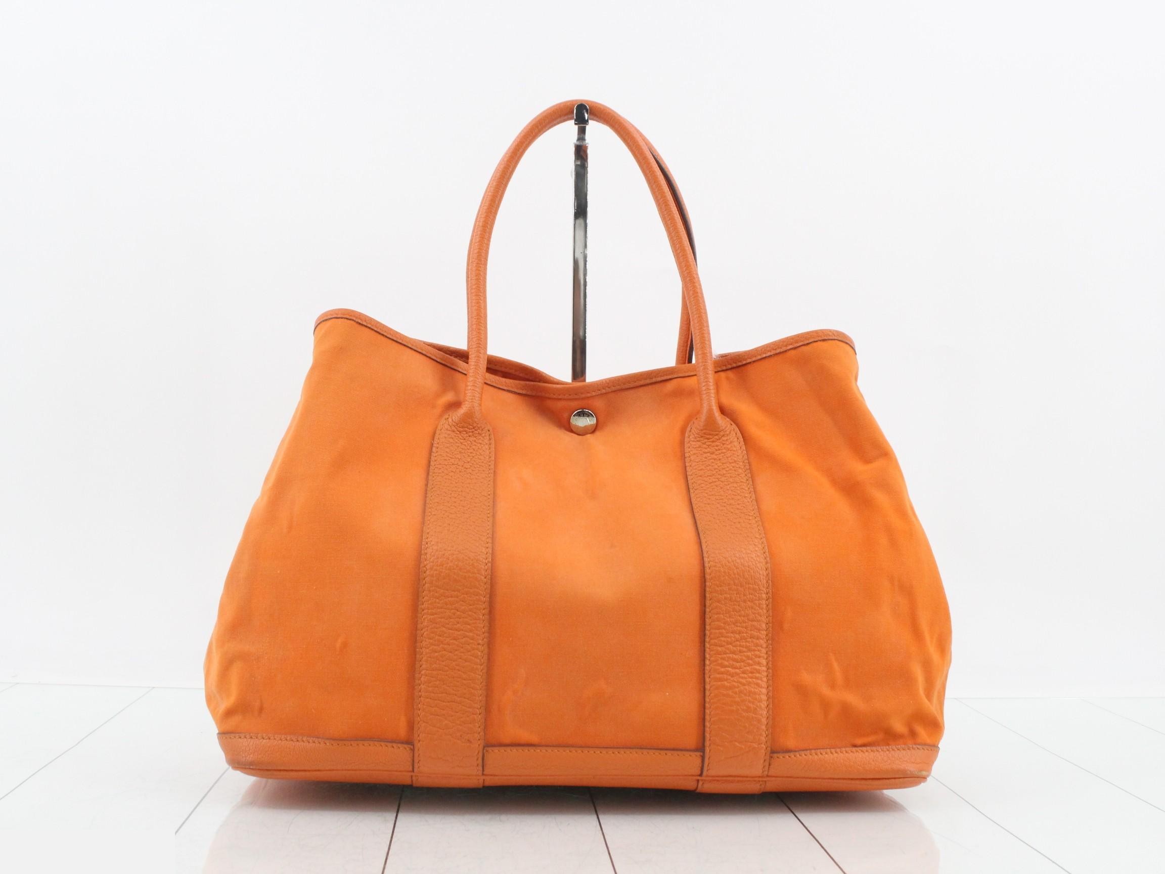 Garden Party PM Tote Bag, Toile H, Orange, with "P" stamp. — view 2