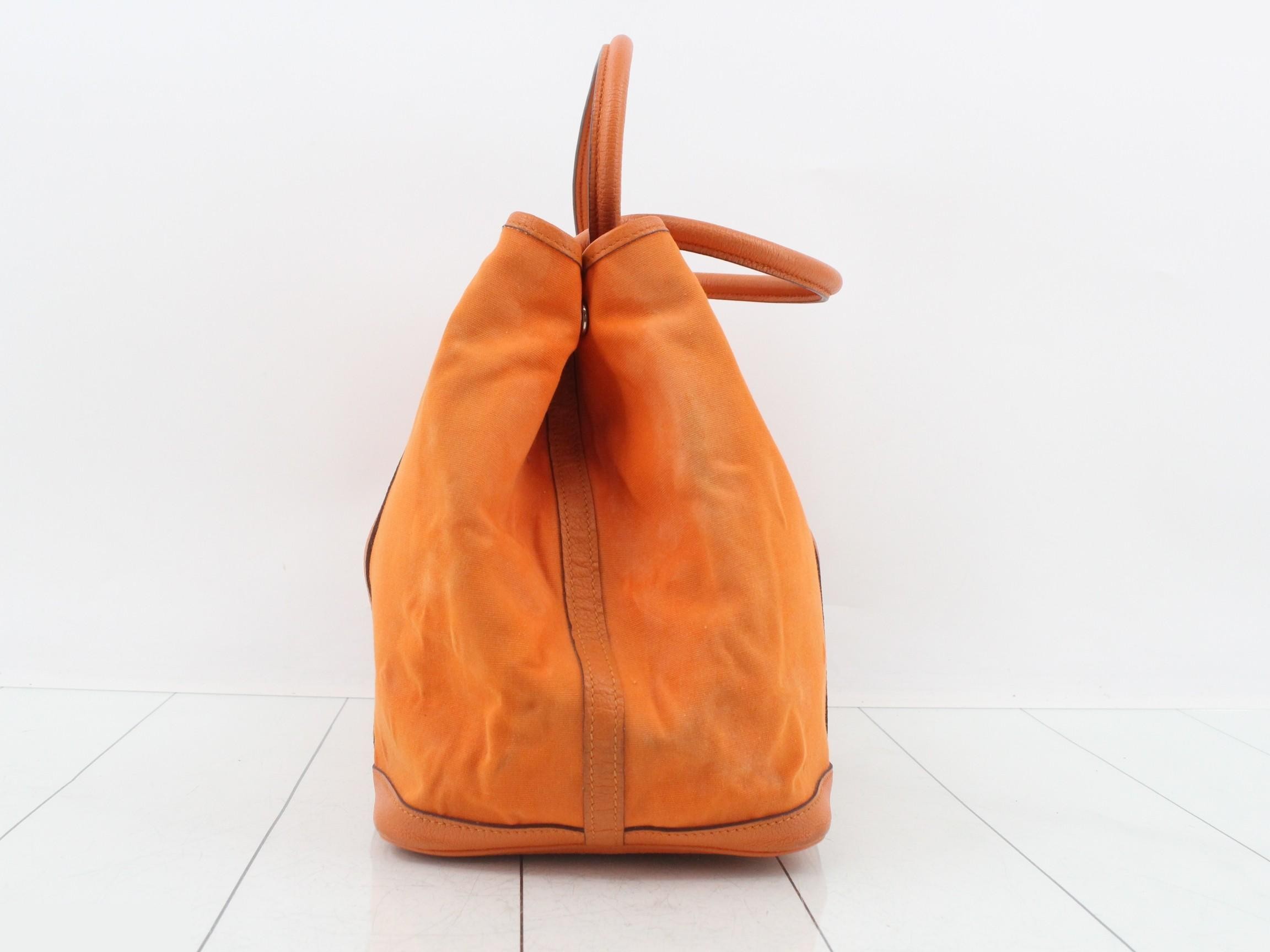 Garden Party PM Tote Bag, Toile H, Orange, with "P" stamp. — view 3