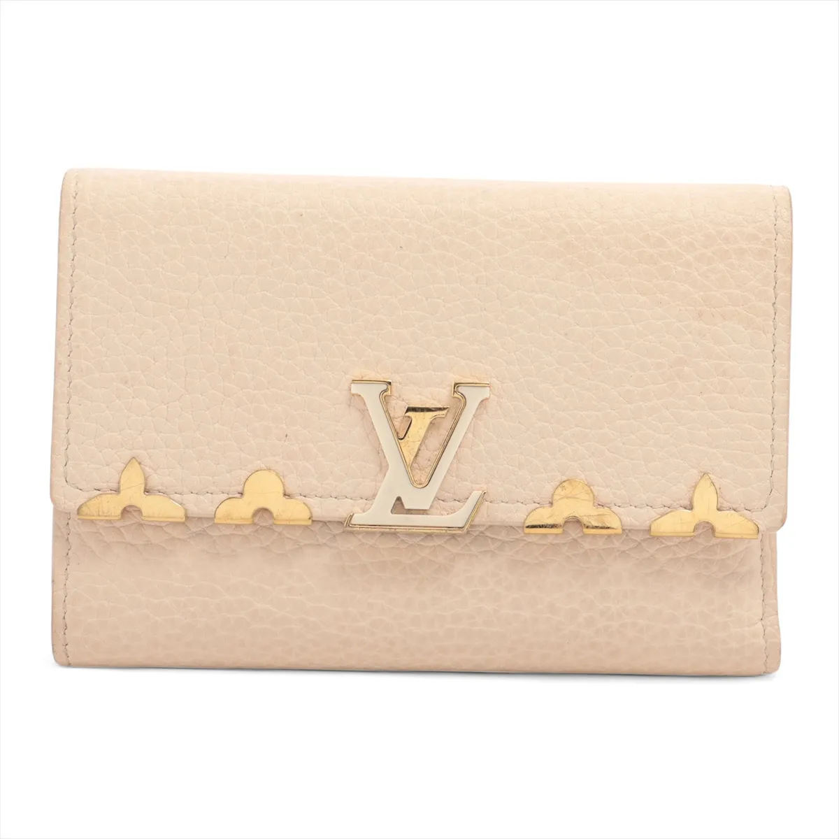Taurillon Portefeuille Capucines Compact M11363 Ivory Compact Wallet (RFID Activated)