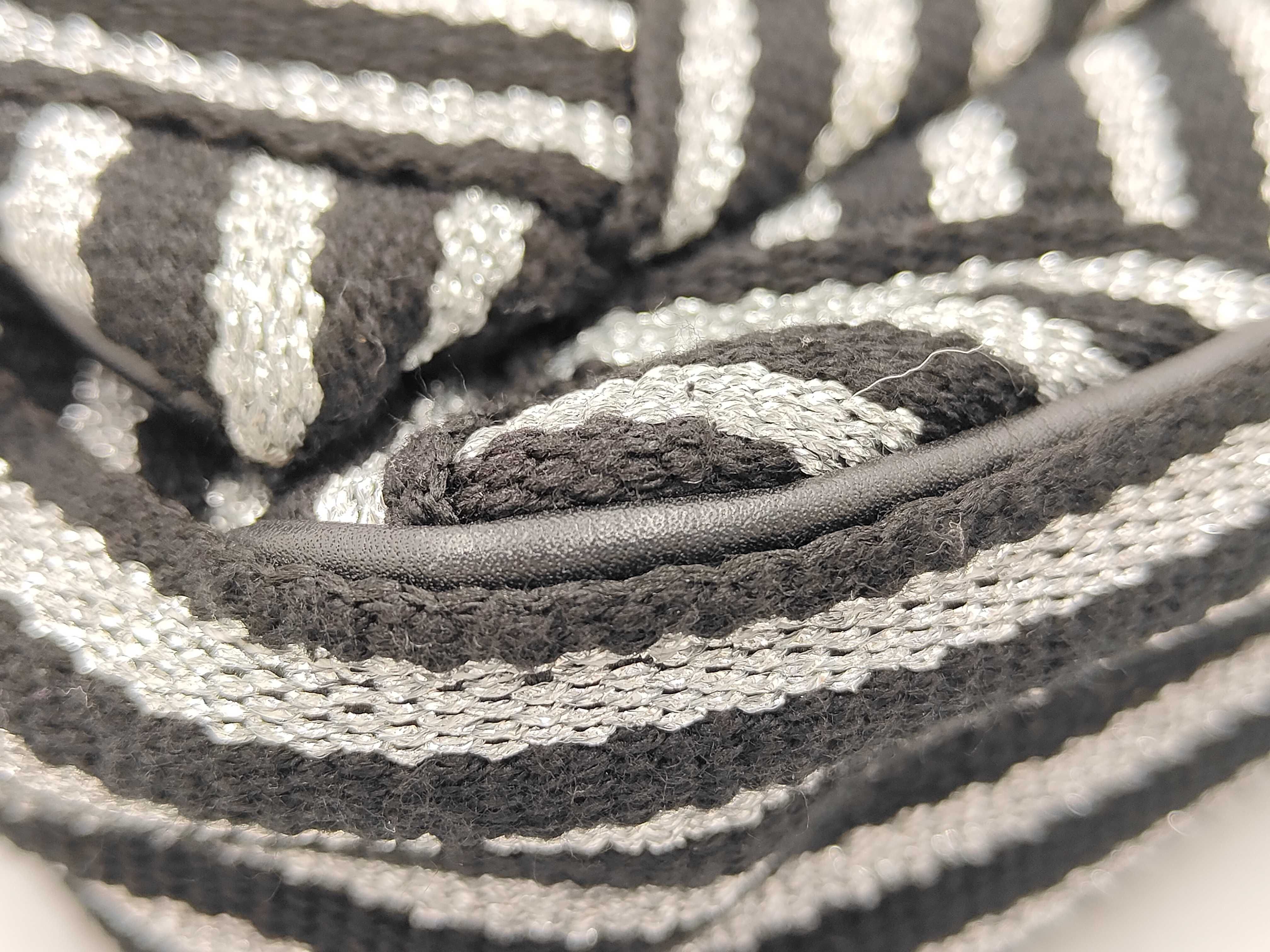 Coco Mark Chain Shoulder Bag, Chevron Pattern, Wool Cotton, Black Silver, SS Shoulder Bag — view 12