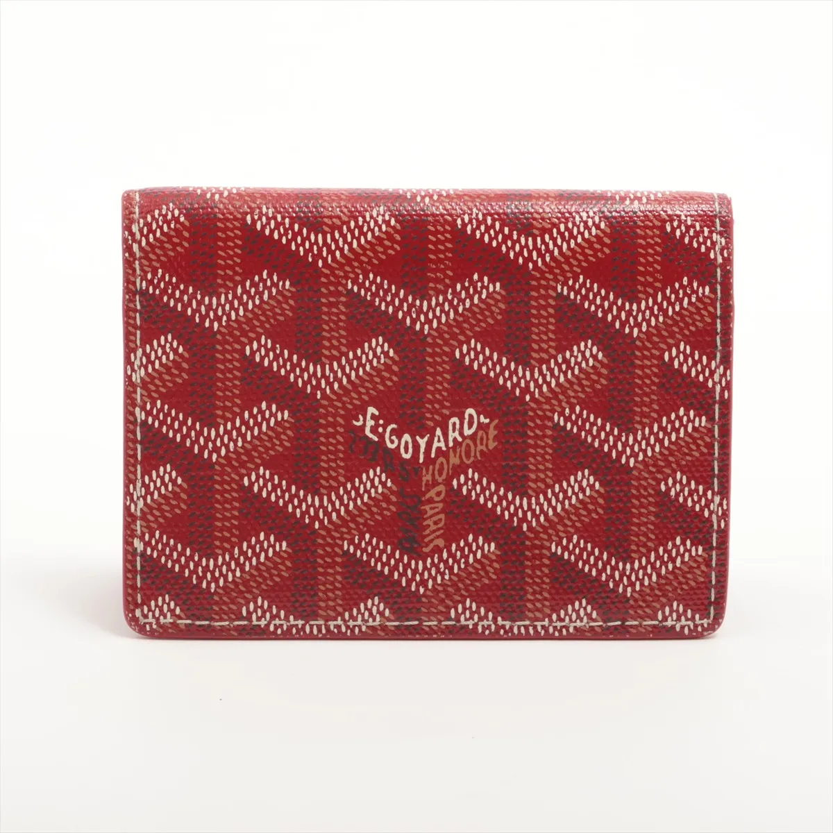 Calligraphy Leather Card Case Red