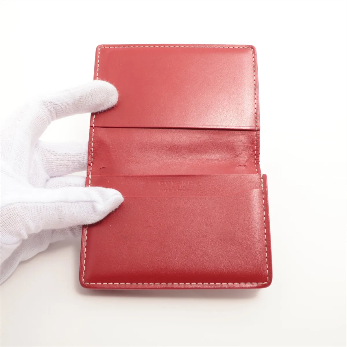 Calligraphy Leather Card Case Red — view 3