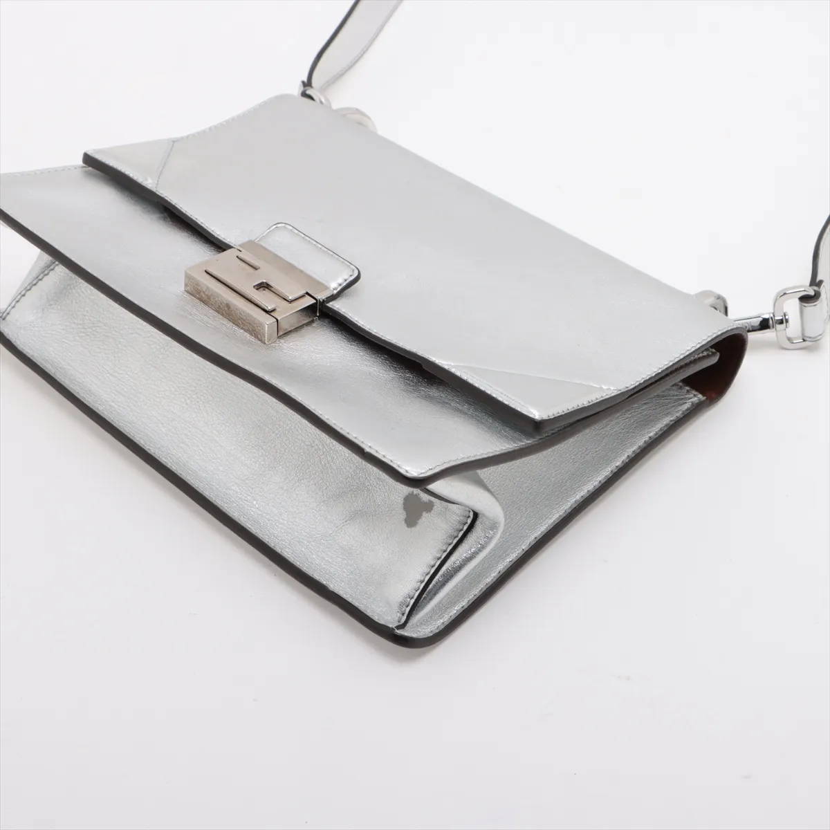 Can You Leather Shoulder Bag, Silver, without strap — view 3