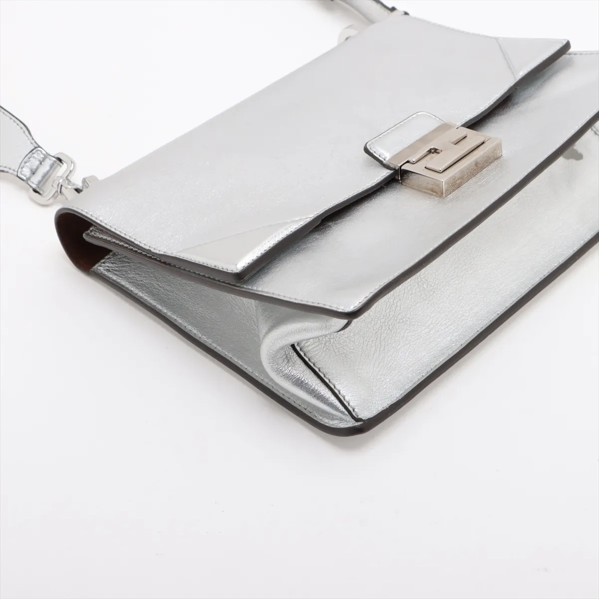 Can You Leather Shoulder Bag, Silver, without strap — view 4