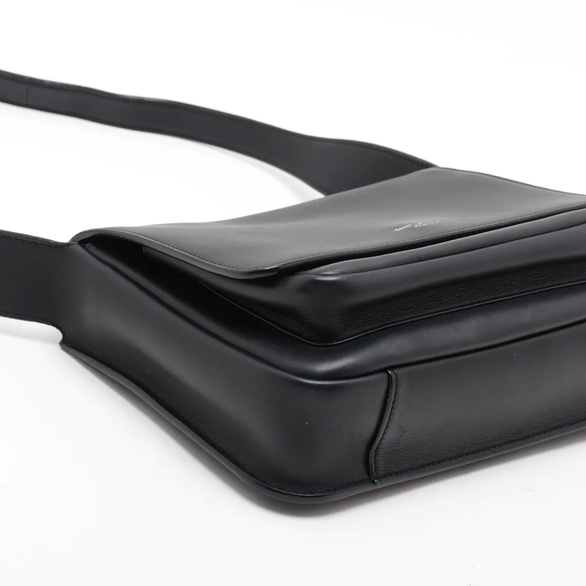 Leather Shoulder Bag, Black — view 4