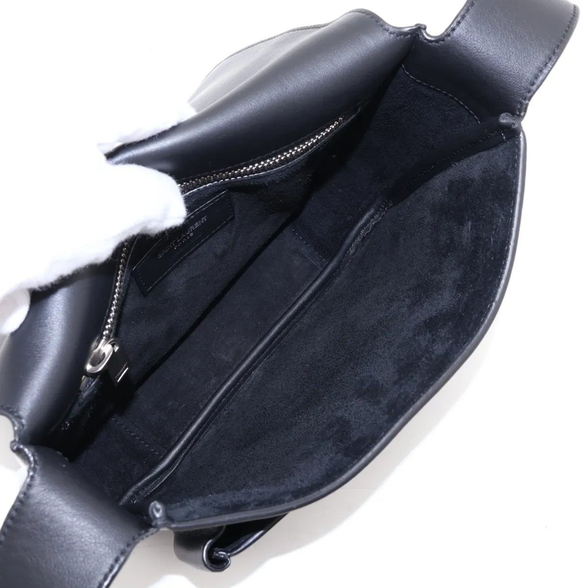 Leather Shoulder Bag, Black — view 6