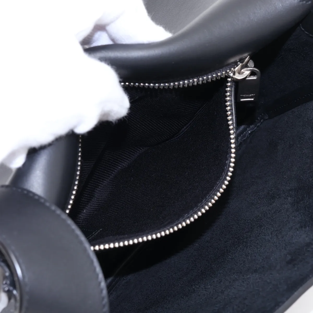 Leather Shoulder Bag, Black — view 7