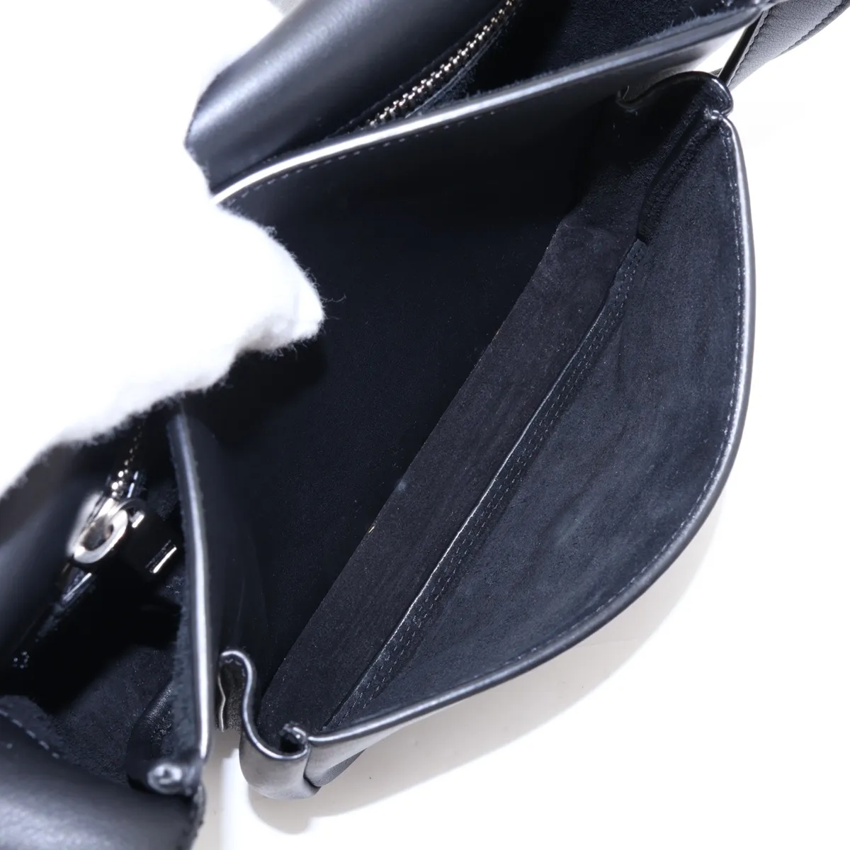 Leather Shoulder Bag, Black — view 8