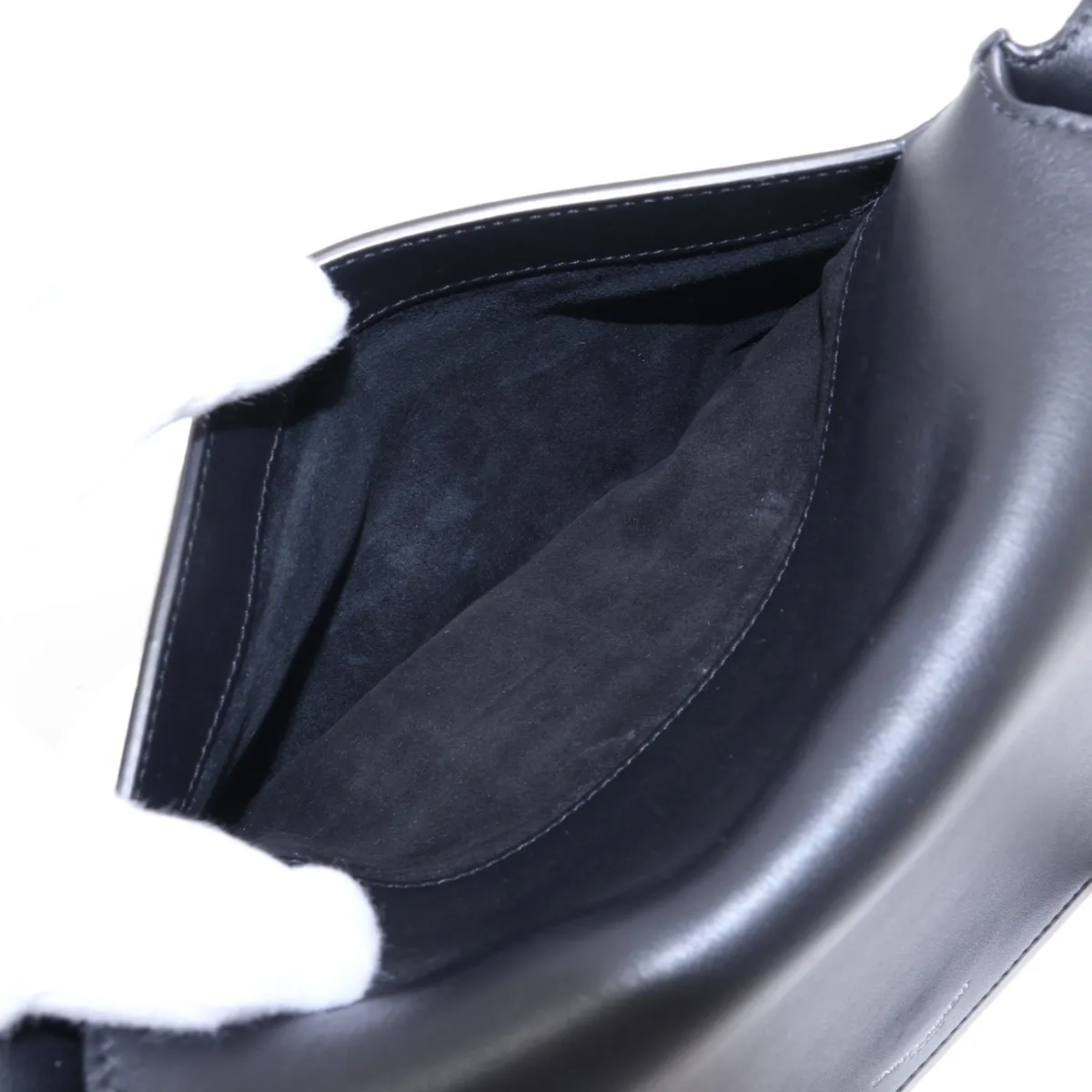 Leather Shoulder Bag, Black — view 9
