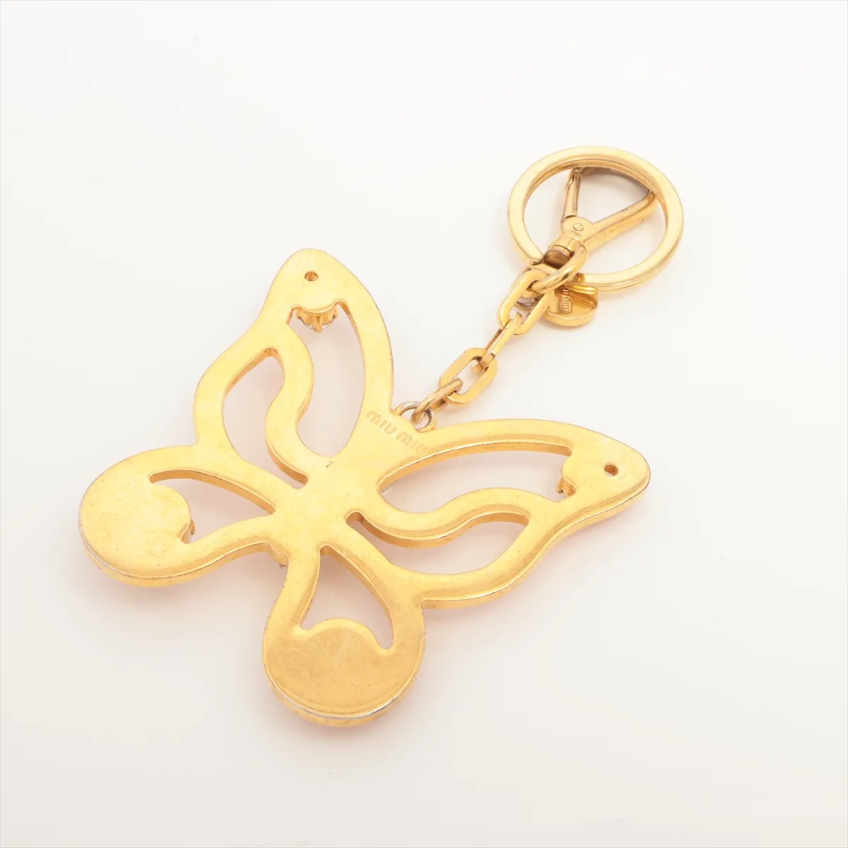 Butterfly Charm, GP x Rhinestone, Pink x Gold. Shows signs of wear, — view 2