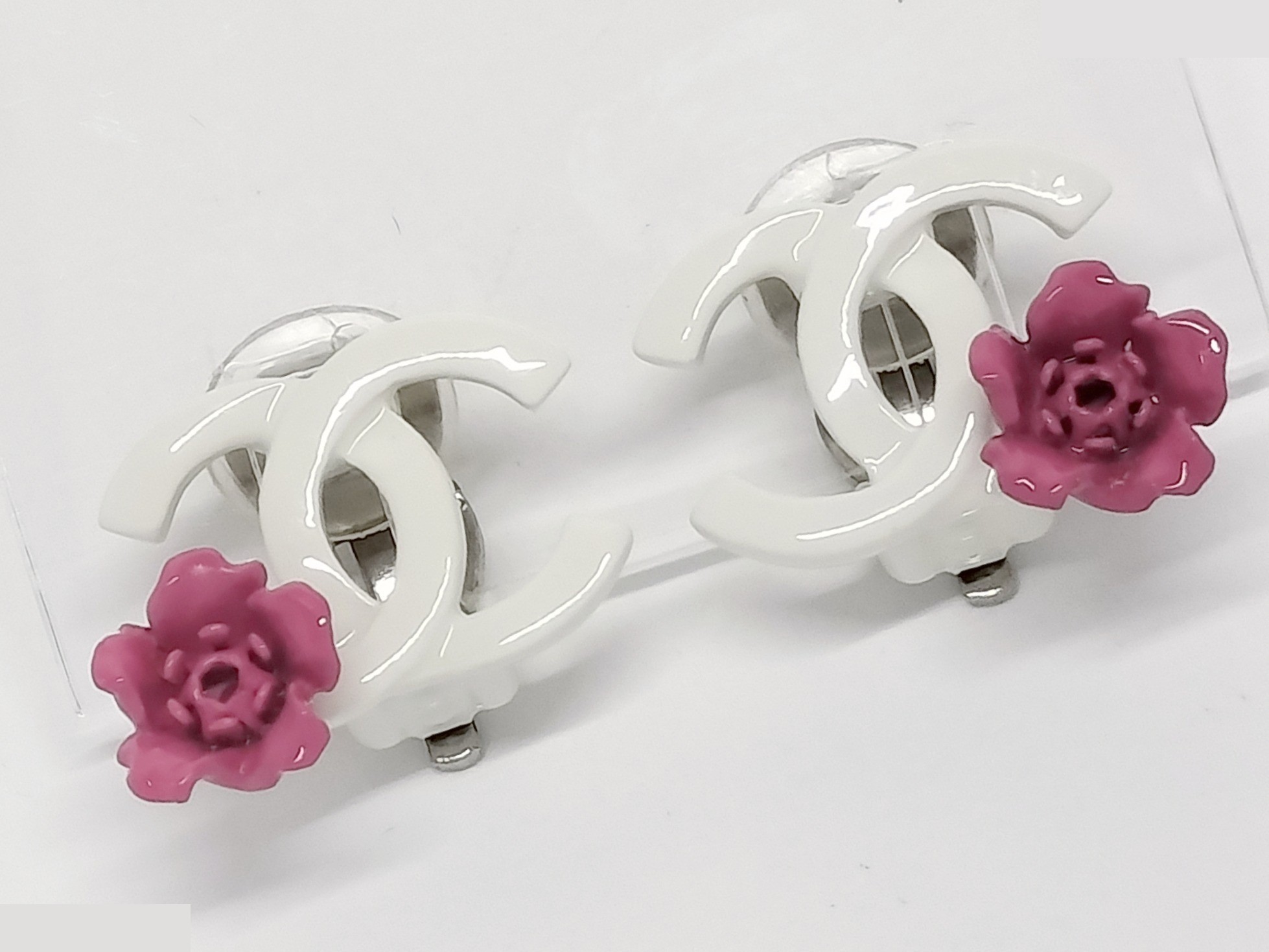Coco Camellia White Earrings — view 4
