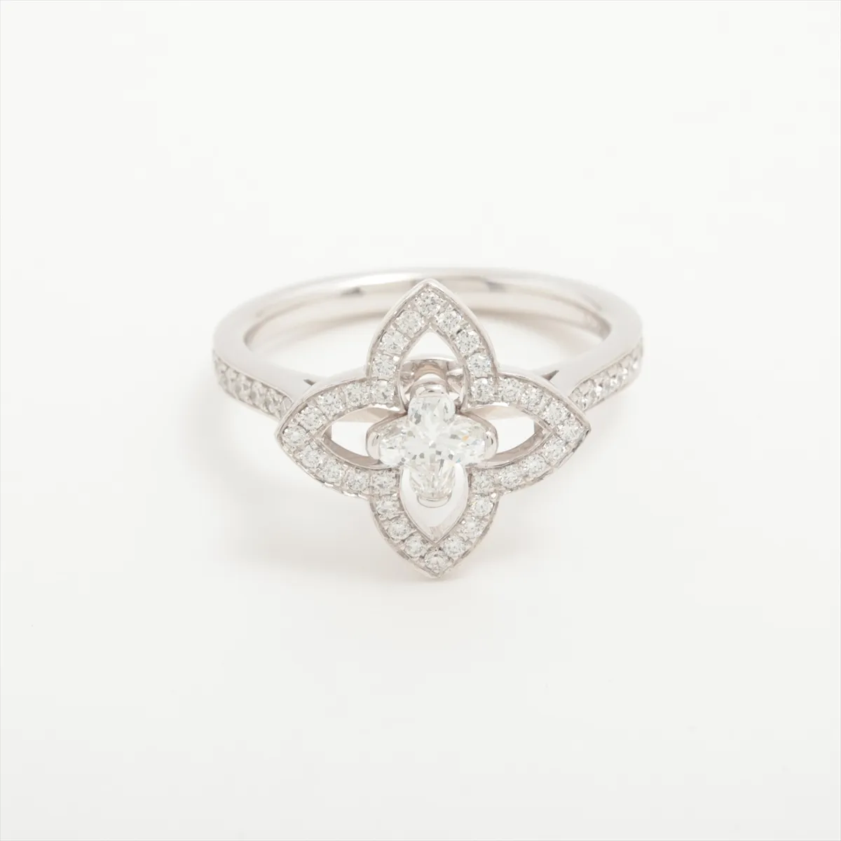 Bague Ardente Pointed Flower Diamond Ring, Pt950, 4.5g, Size 51, Item No. 094642, Double Hallmark