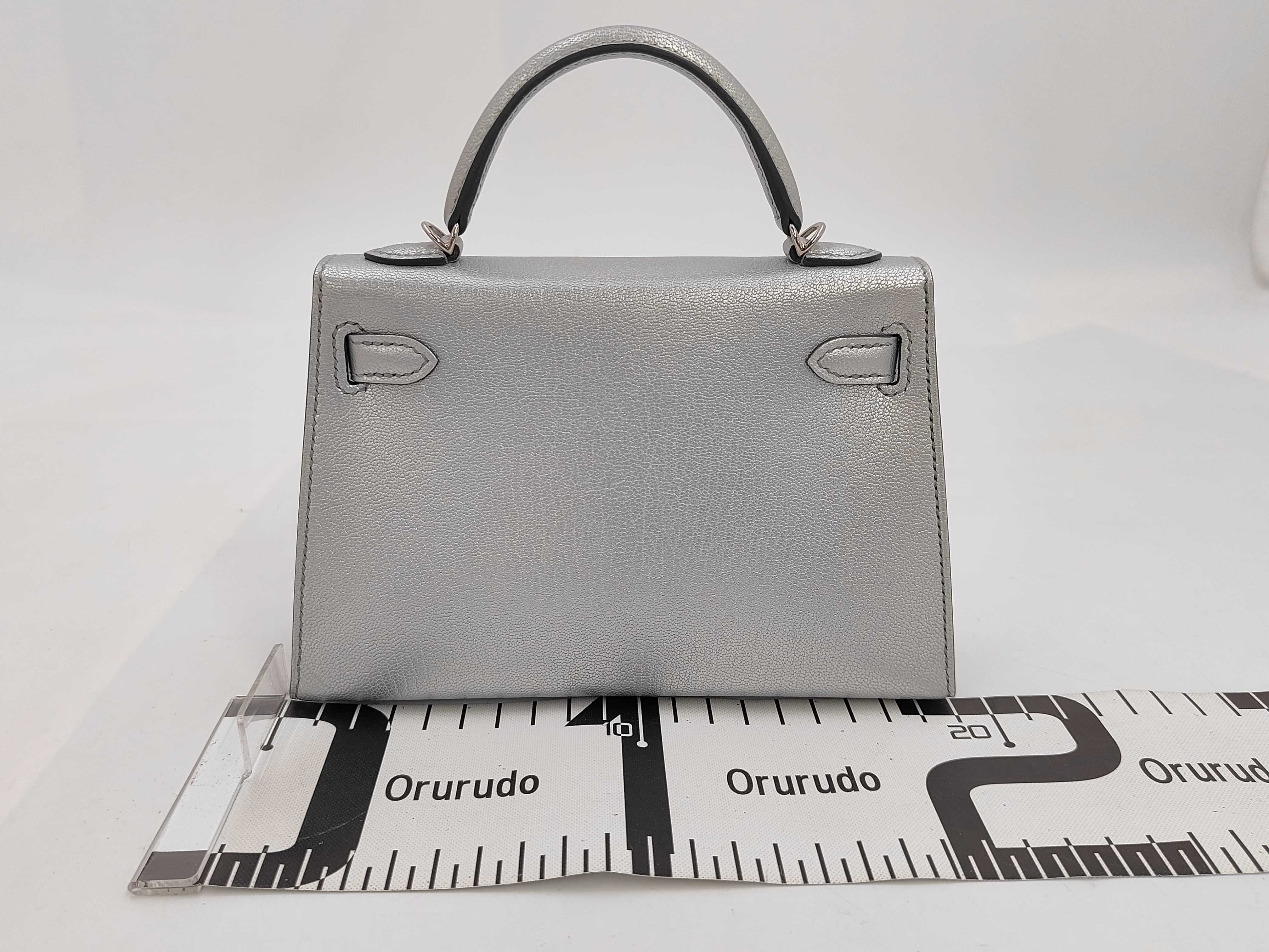 Mini Kelly 2 (K stamp) Chevre Argent SV Handbag — view 2