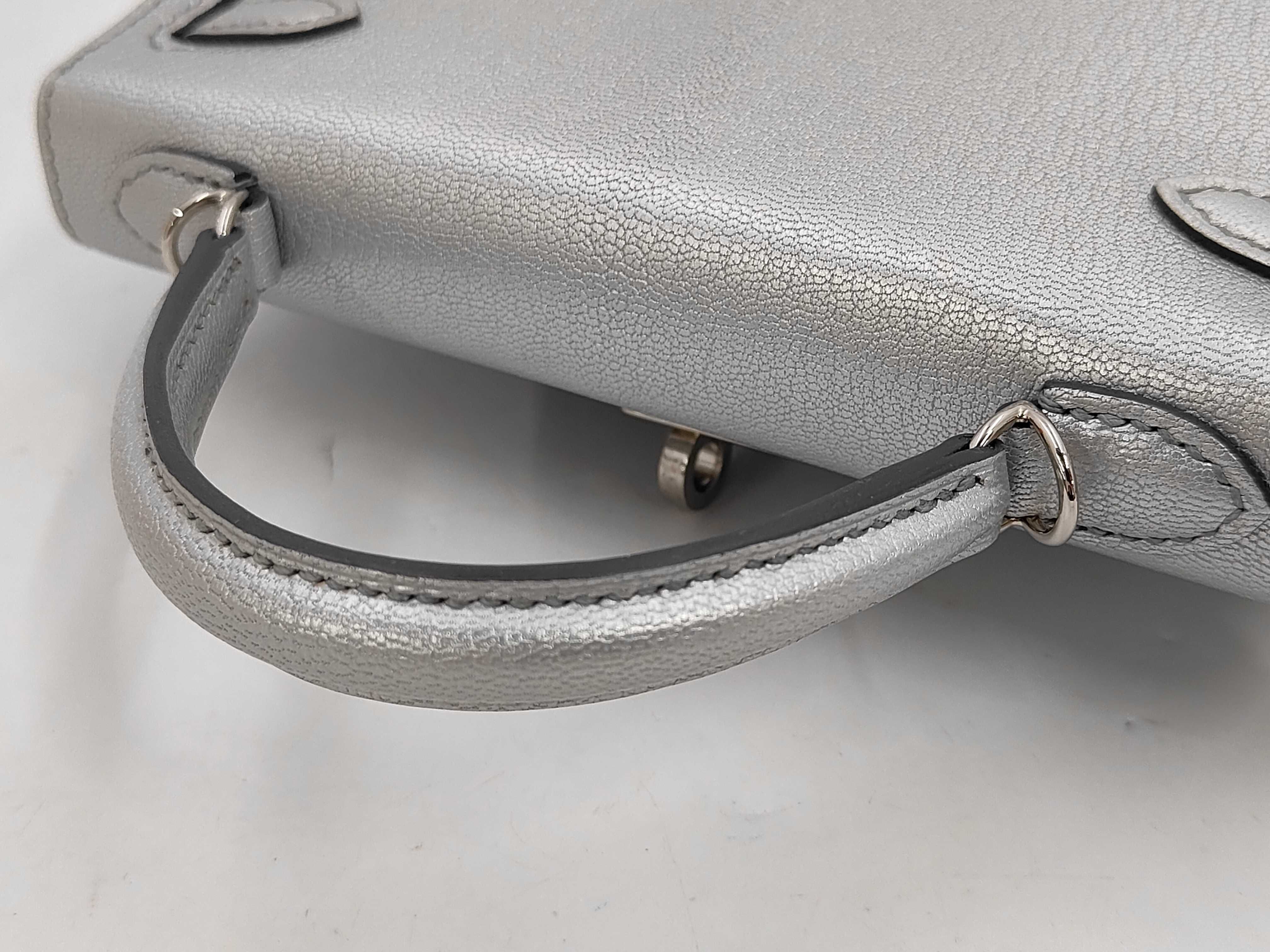 Mini Kelly 2 (K stamp) Chevre Argent SV Handbag — view 3