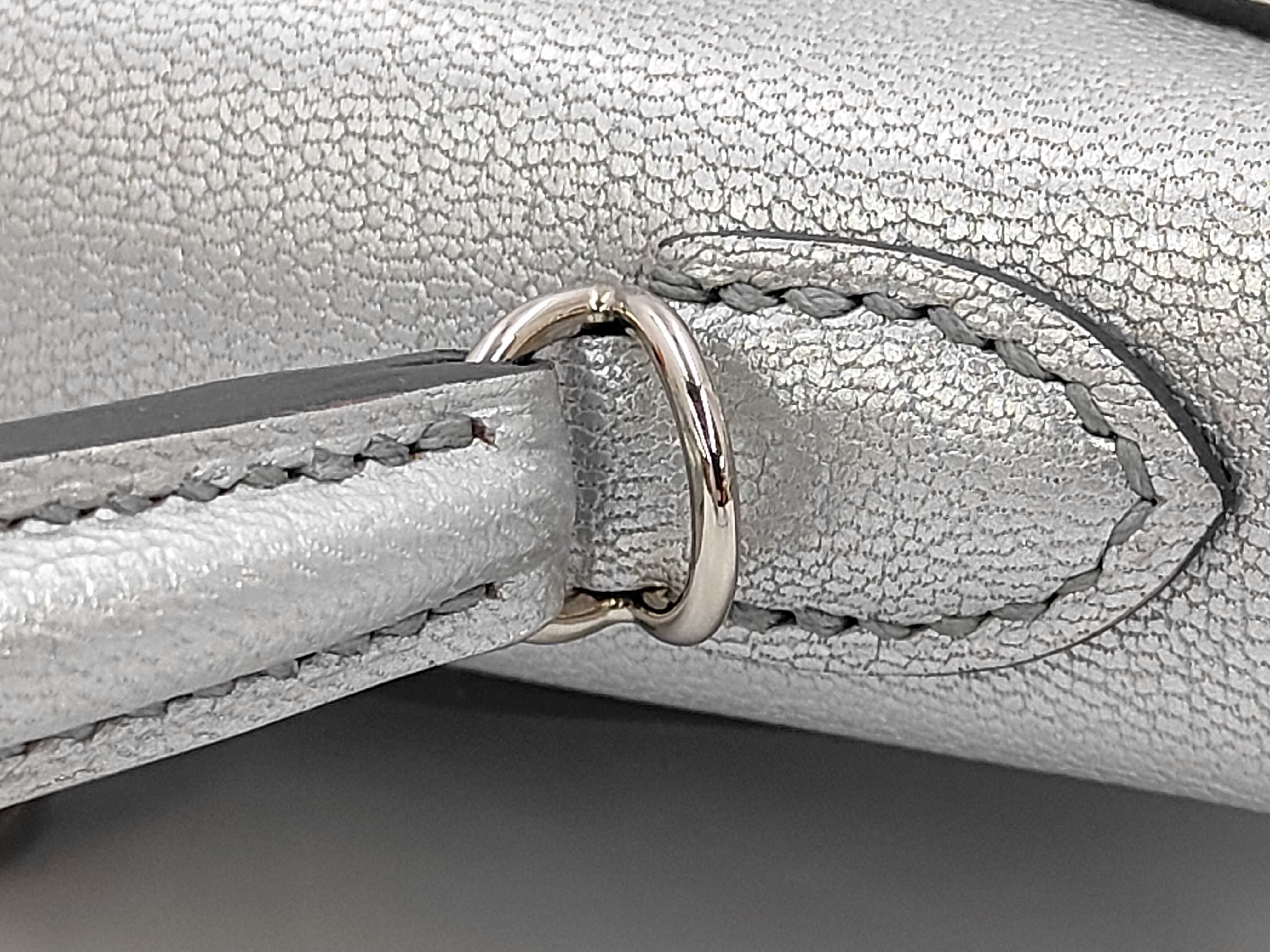 Mini Kelly 2 (K stamp) Chevre Argent SV Handbag — view 5